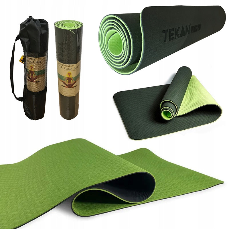 GYMNASTICS MAT FOR YOGA EXERCISES PILATES FITNESS TPE DOUBLE-SIDED COVER