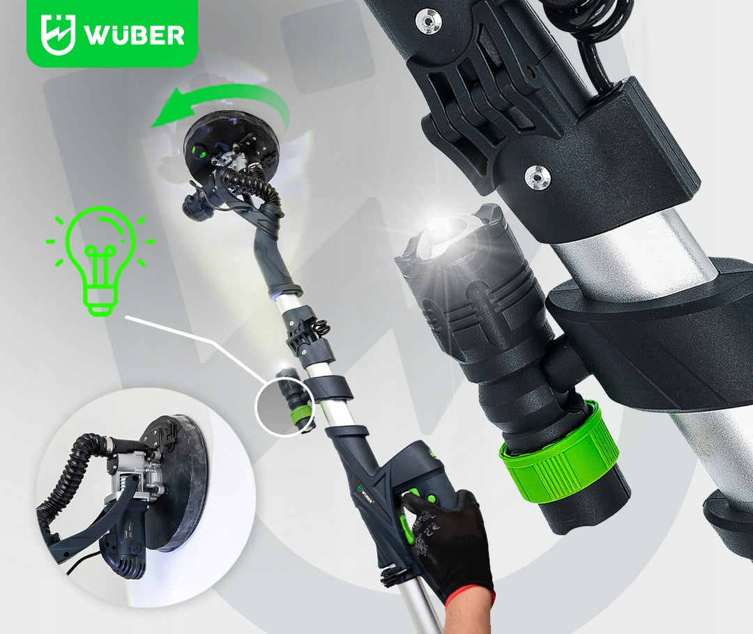 GYPSUM GIRAFFE GRINDER 2XLED HEAD+INDUSTRIAL VACUUM CLEANER+ABRASIVE PAPERS Packaging status original