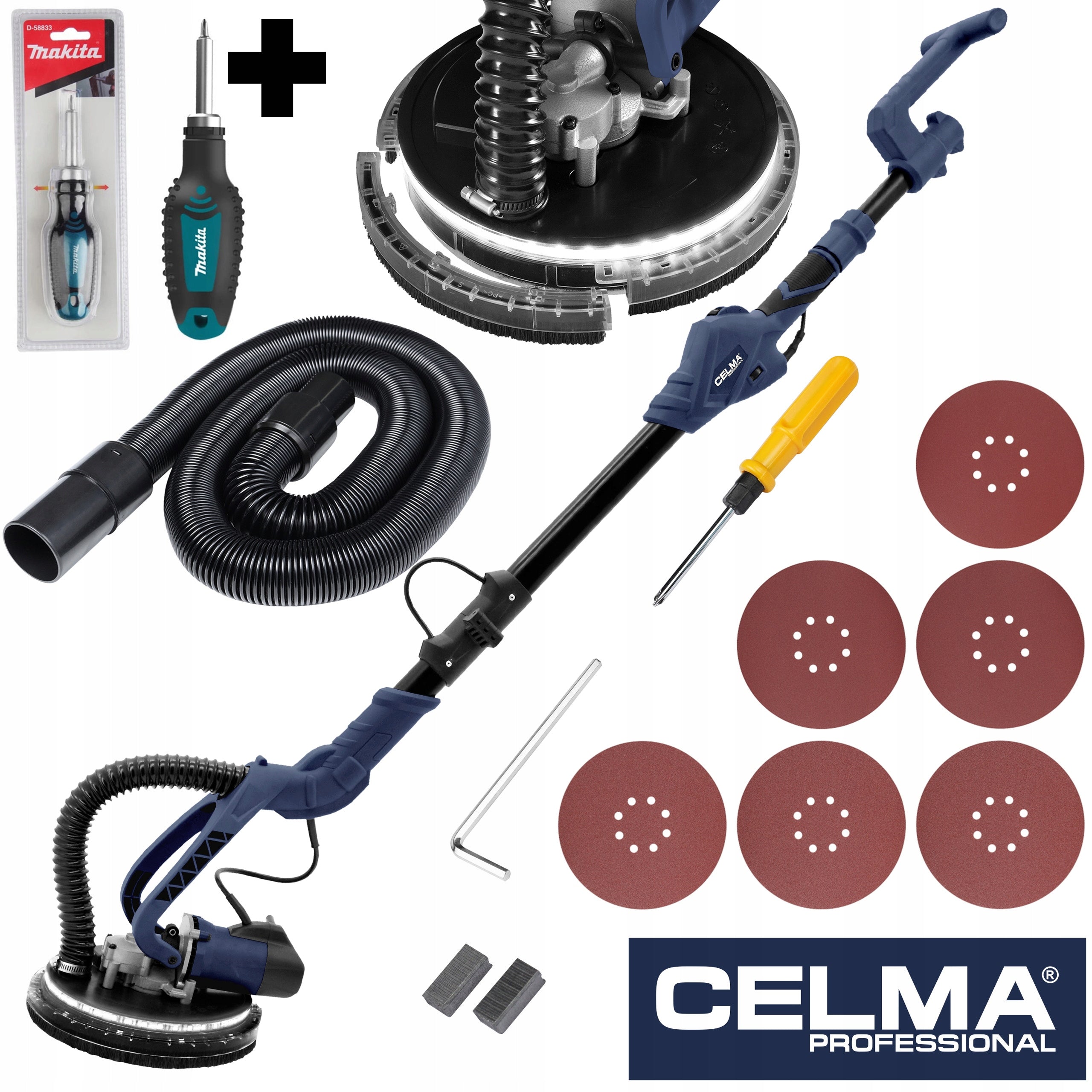 GYPSUM GRINDER GIRAFFE CELMA PRO PRBt 225LEO LED + SCREWDRIVER MAKITA