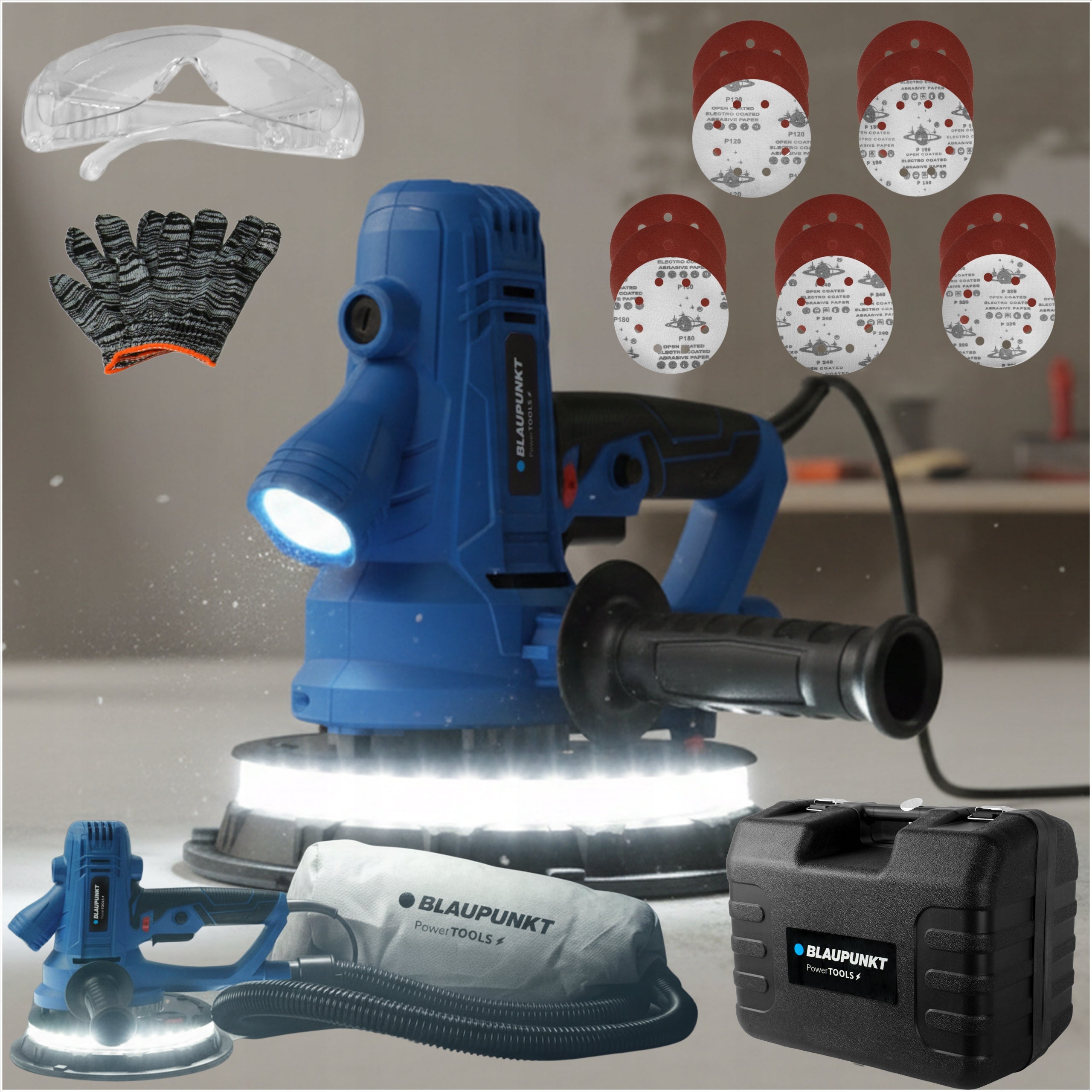 GYPSUM PLASTER Grinder Plaster Smoother 180 mm LED PAPER 2300 rpm Blaupunkt Manufacturer code PTBLPO017