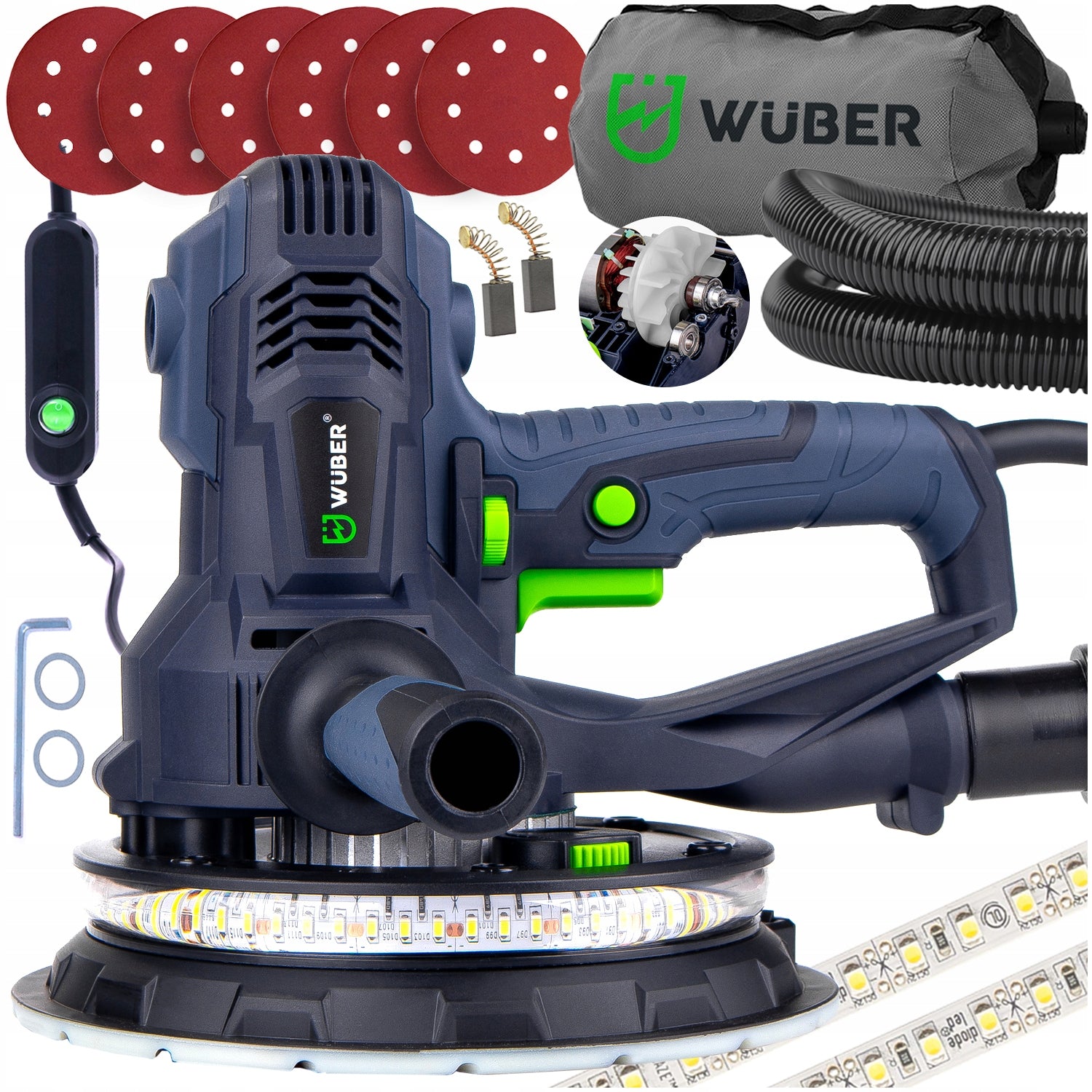 GYPSUM SANDER FINISH 180MM NETWORK PRO WITH LED STRIP + 6 PAPERS