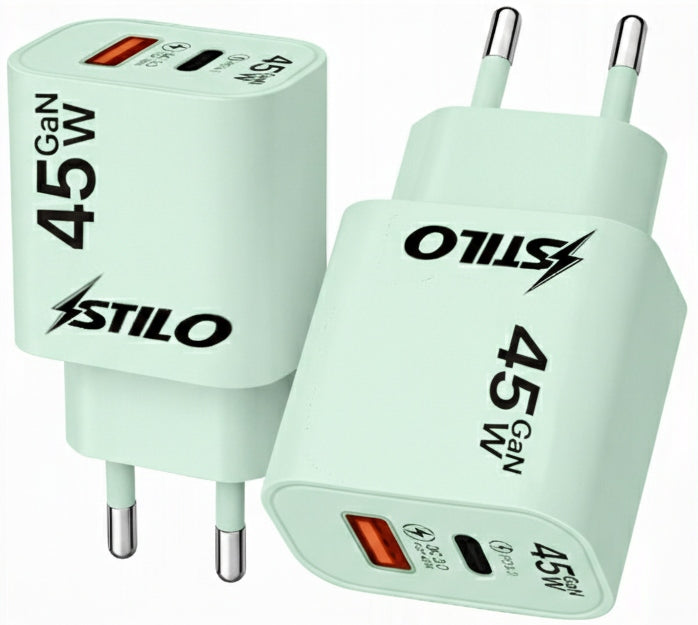 GaN Fast Charger for 45W Phone + Powerful 2m 100W USB C-C Cable Packaging status original