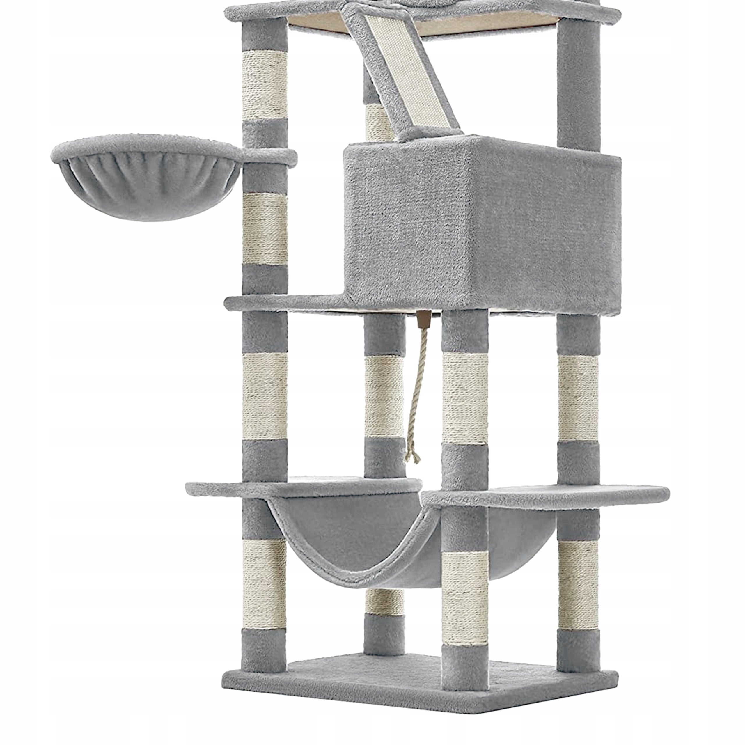 Gaczoo Cat scratcher high tower bed 60 x 50 x 206 cm light grey Kind tall scratching post bed scratching post scratching tower