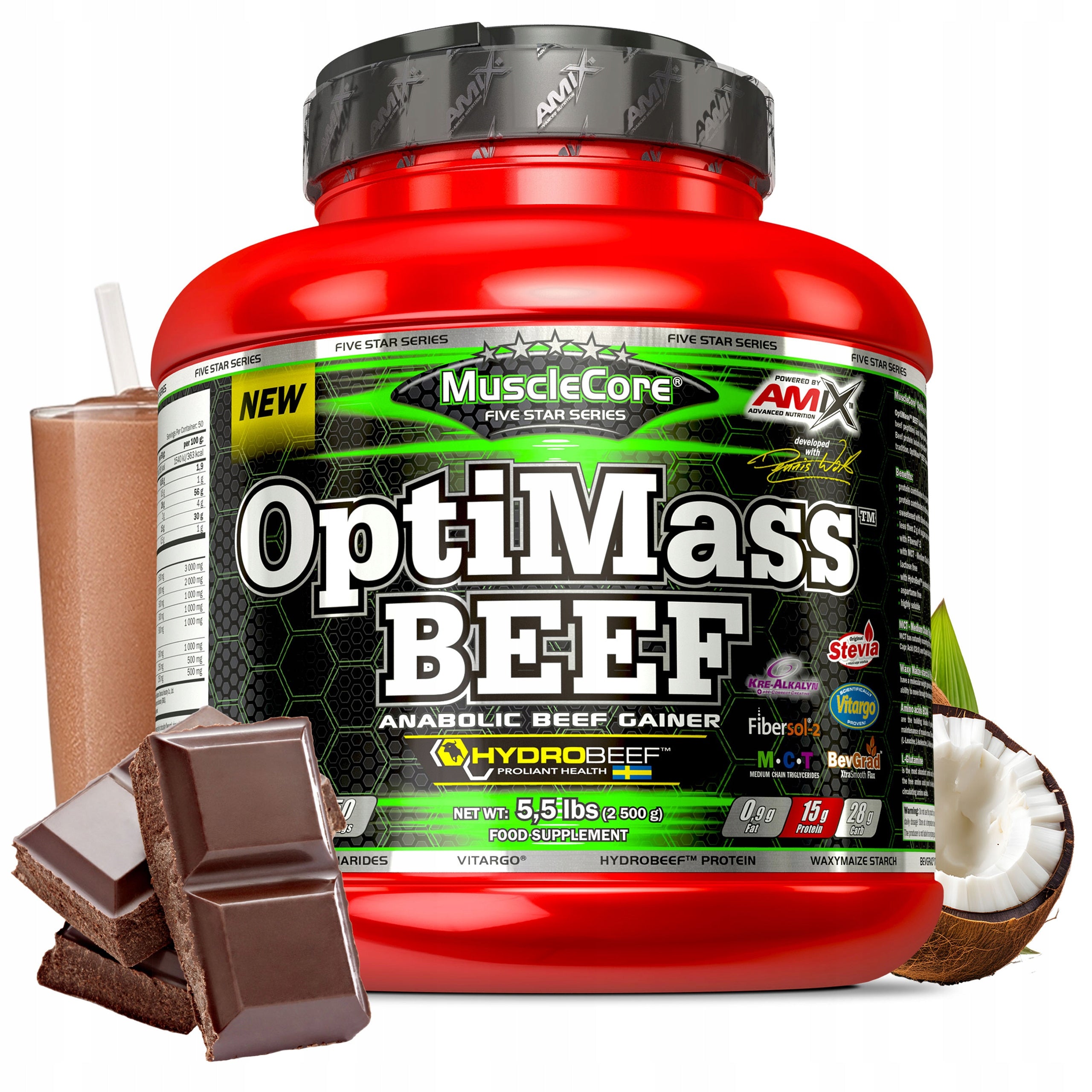 Gainer 2500 g beef protein supplement without sugar lactose creatine BCAA