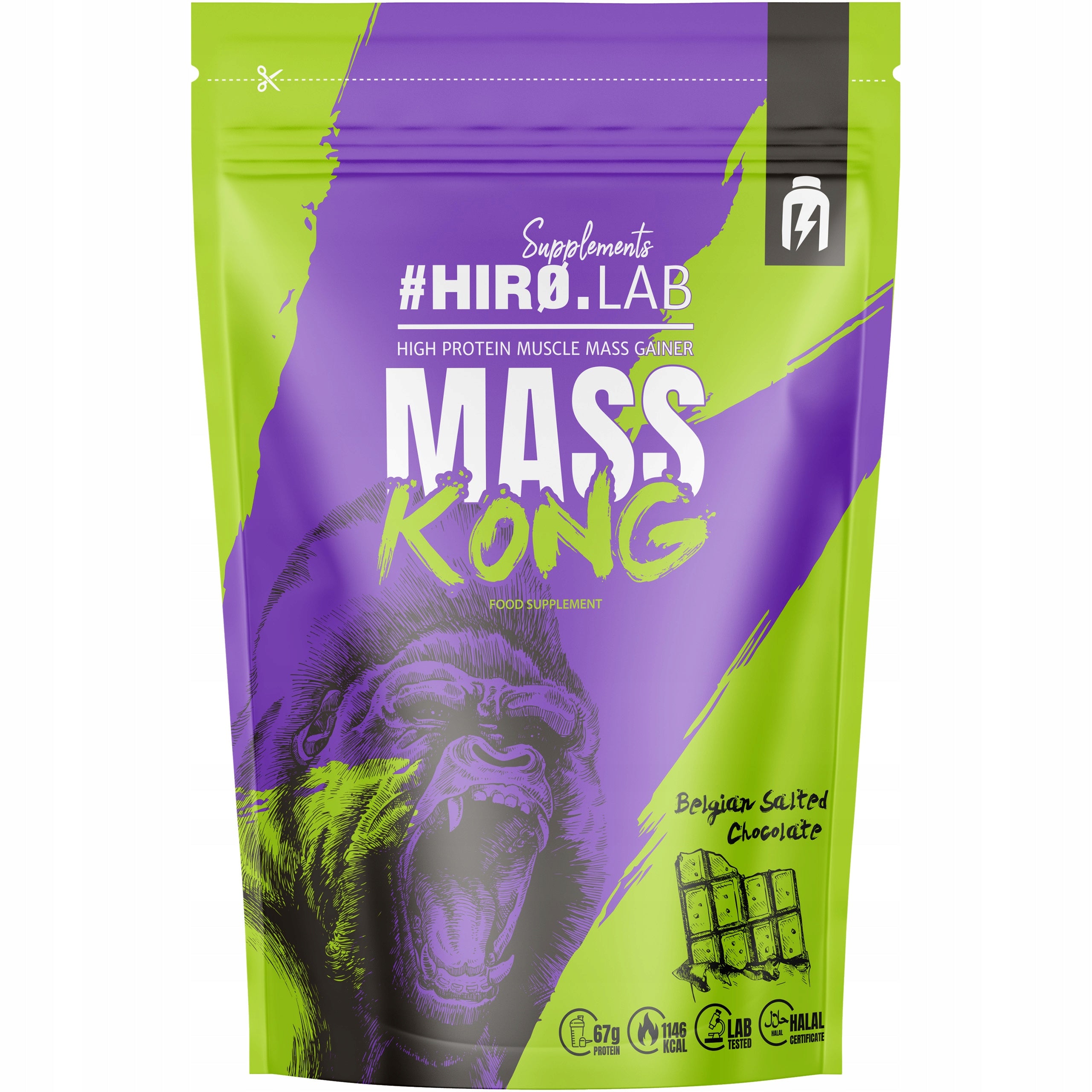 Gainer HIRO.LAB Mass Kong 1kg Belgian Chocolate WPC Muscle Mass