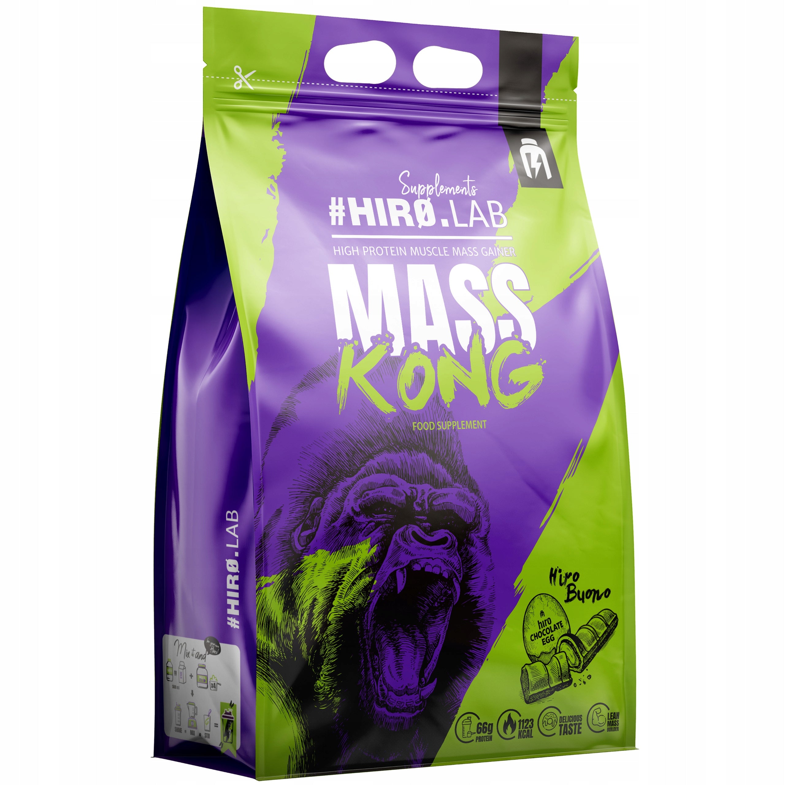Gainer Mass Kong 1123 kcal 191g carbohydrates 67g protein HIRO.LAB
