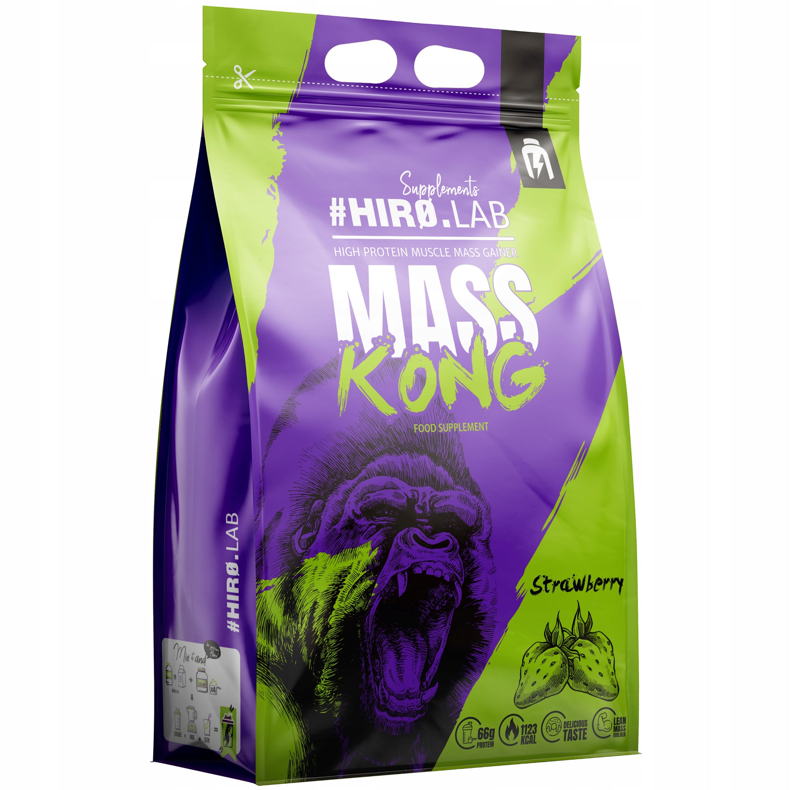 Gainer Mass Kong 3kg Strawberry Muscle Mass Protein Conditioner HIRO.LAB