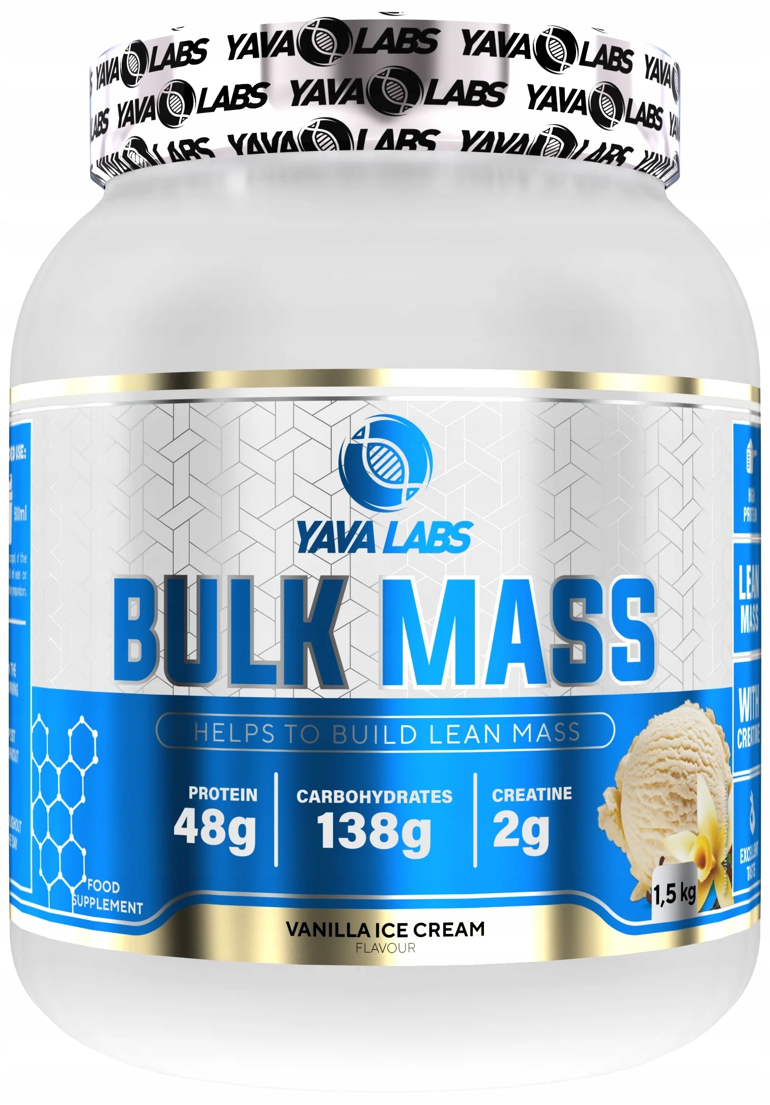 Gainer for athletes Bulk Mass Yava Labs Vanilla Ice Cream 1500g EAN (GTIN) 5906063862225