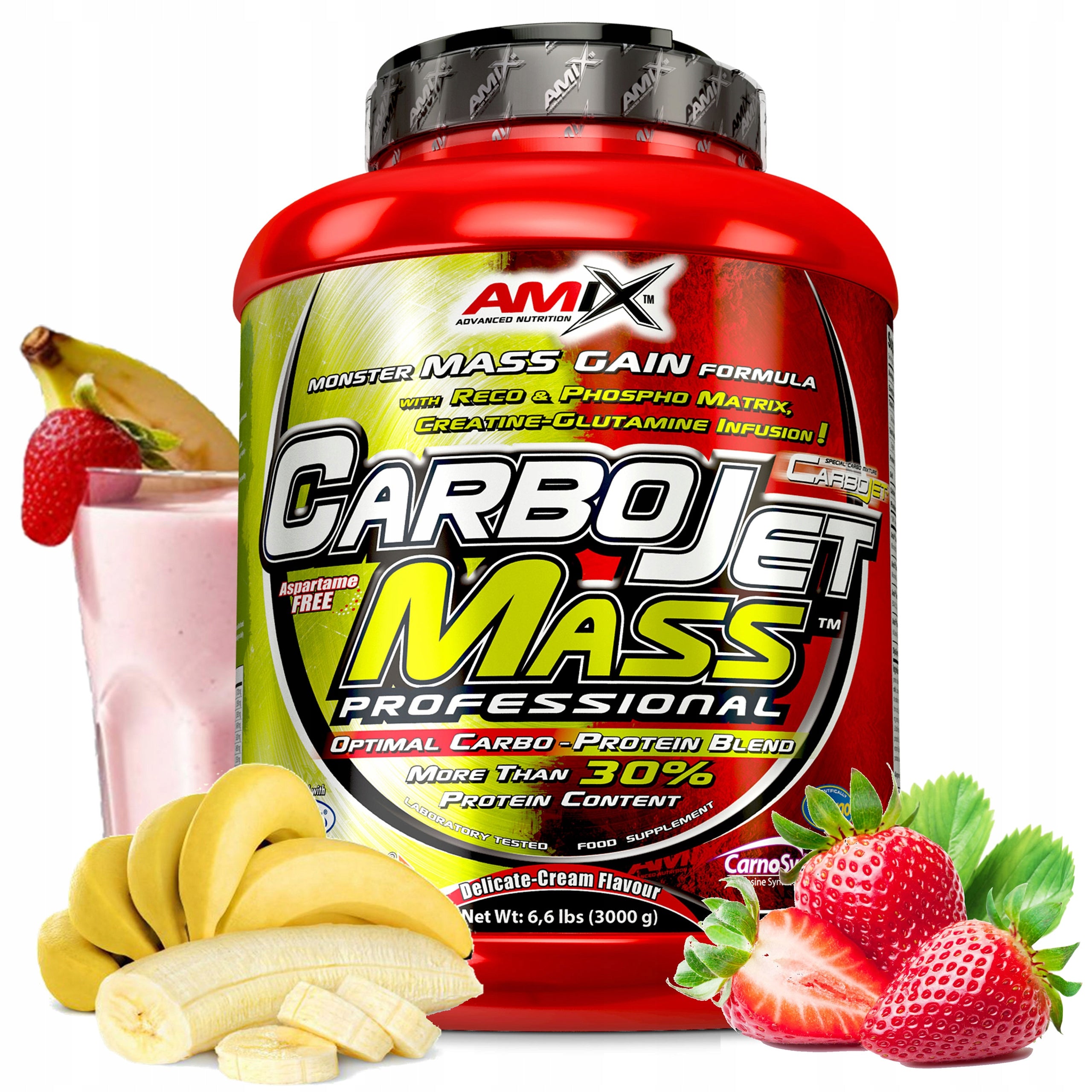 Gainer nutrient for muscle mass carbohydrates 30 g protein creatine BCAA