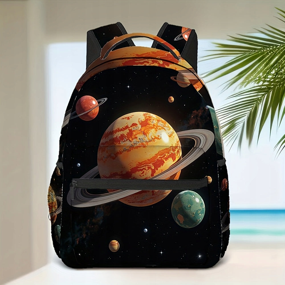 Galactic Planet Space Themed Backpack - Earth, Moon, Stars, Durable