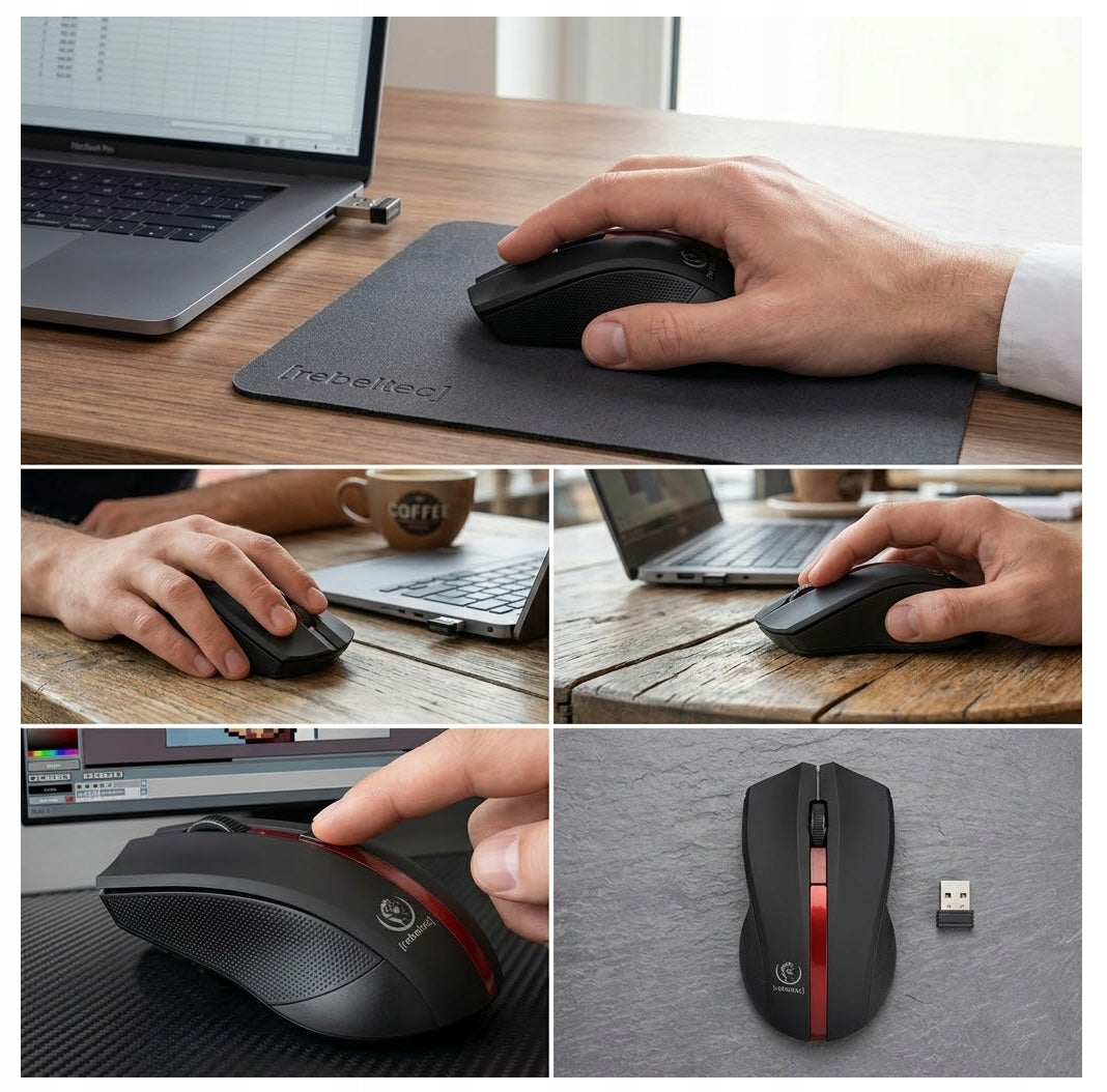 Galaxy Wireless Optical Mouse Black and Red Laptop PC Mouse Packaging status original