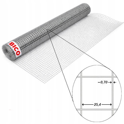Galvanized Square Breeding Mesh 1.0m/10m Eyelet 25.4x25.4 Wire 0.70mm