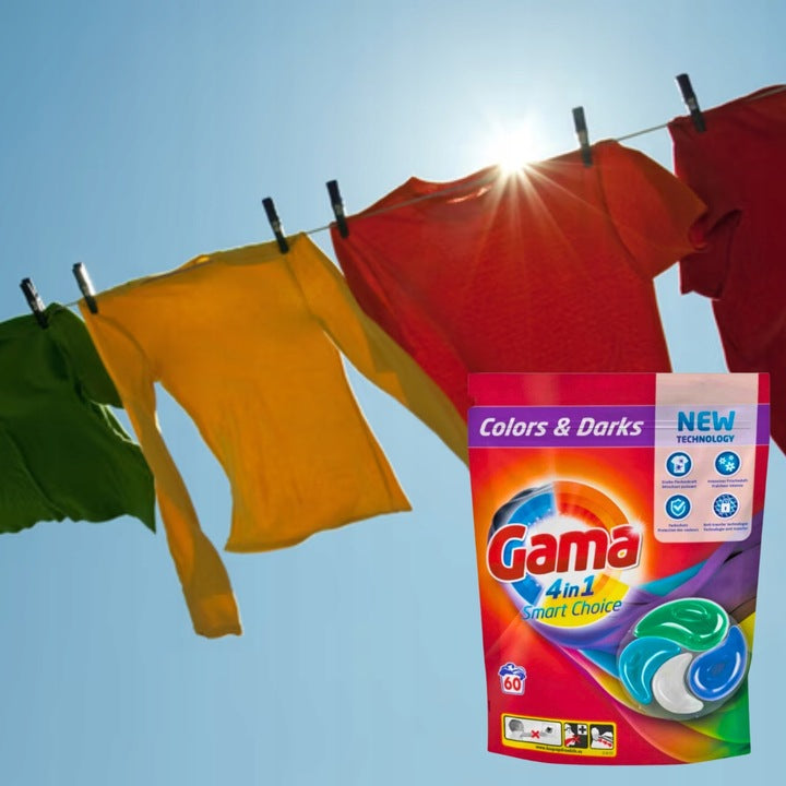 Gama 4in1 Color Fabric Washing Capsules Original Effective 60 Pcs Manufacturer code Gama