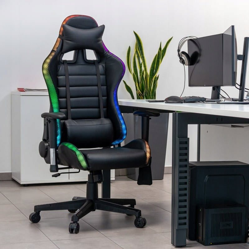 Gaming Chair Black Swivel Chair Adjustable LED Armrest Manufacturer code 5902659147189