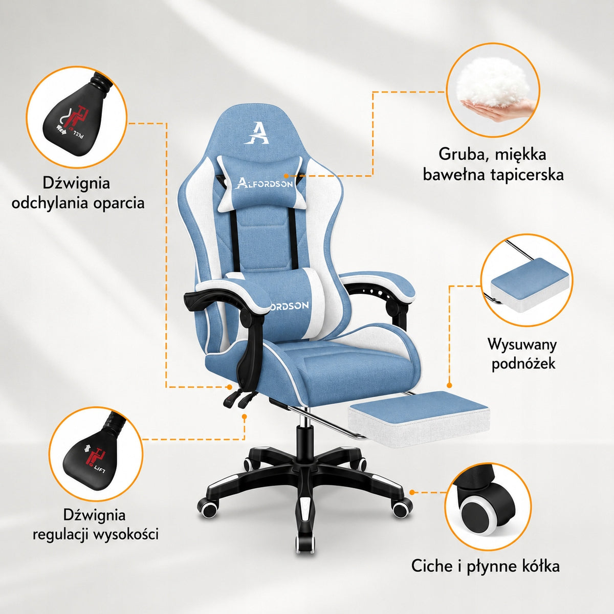 Gaming Chair Blue Gaming Chair Comfortable Office with Footrest Brand no brand