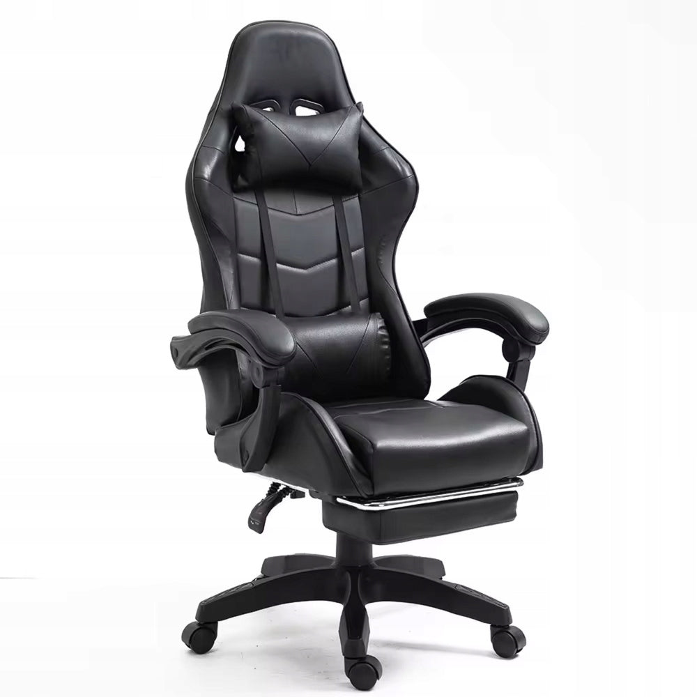 Gaming Chair LEAN Rotating Office With Footrest Cushion Black Model LEAN
