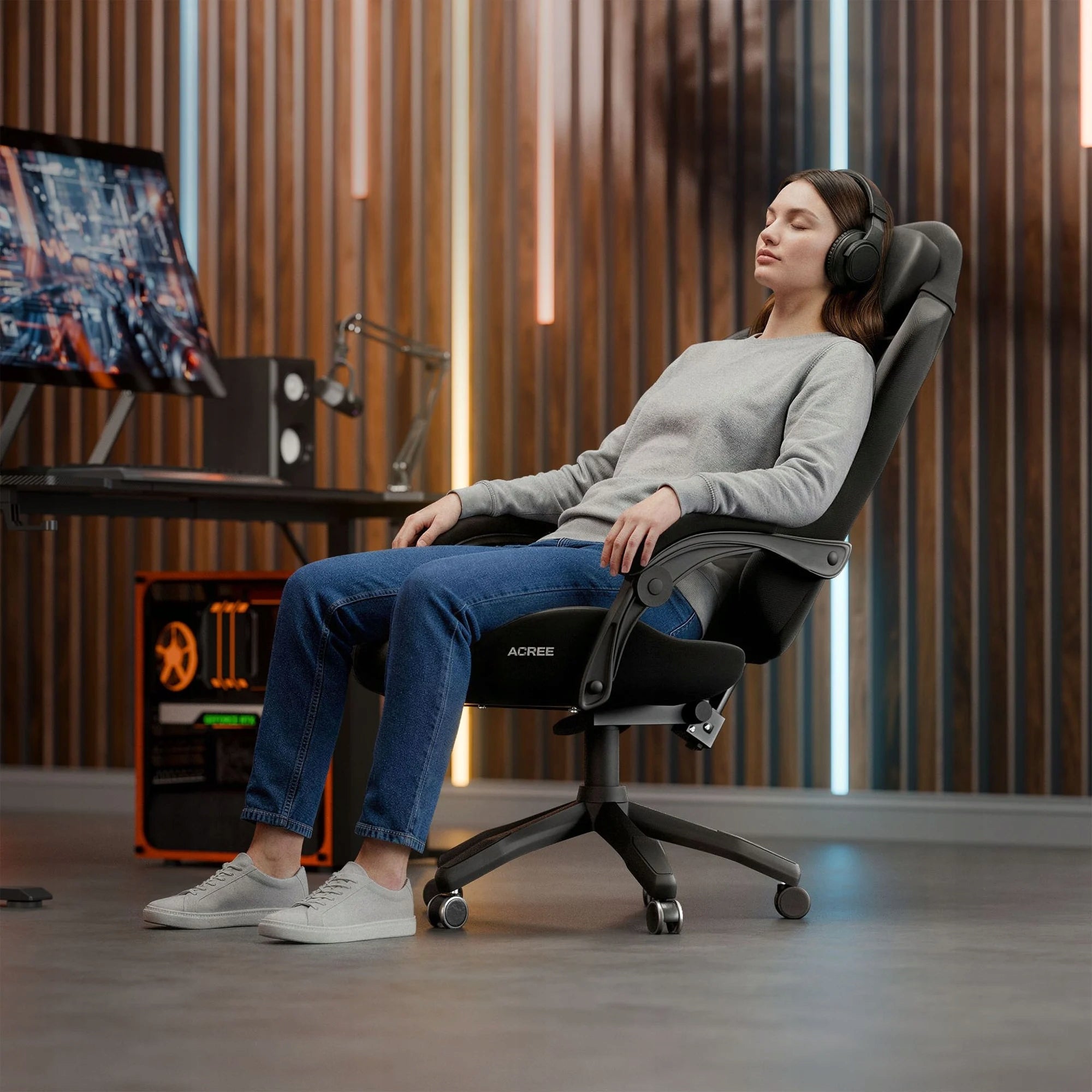 Gaming Chair Office Chair Swivel Material for Player Black TREX Model TX-110GC ACREE
