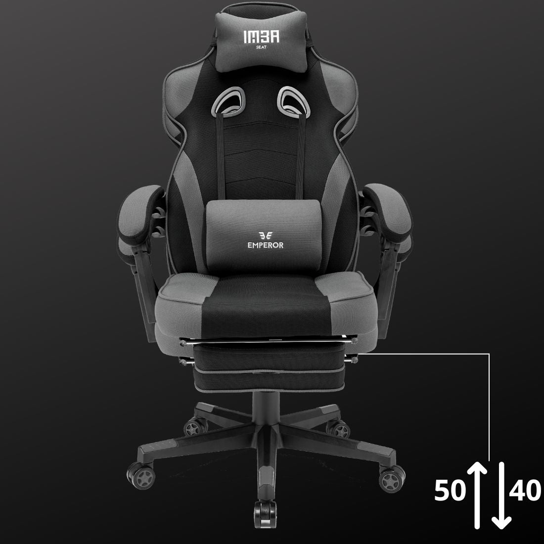 Gaming Chair Office Gaming Chair Emperor Black Grey Fabric Furniture depth 70 cm