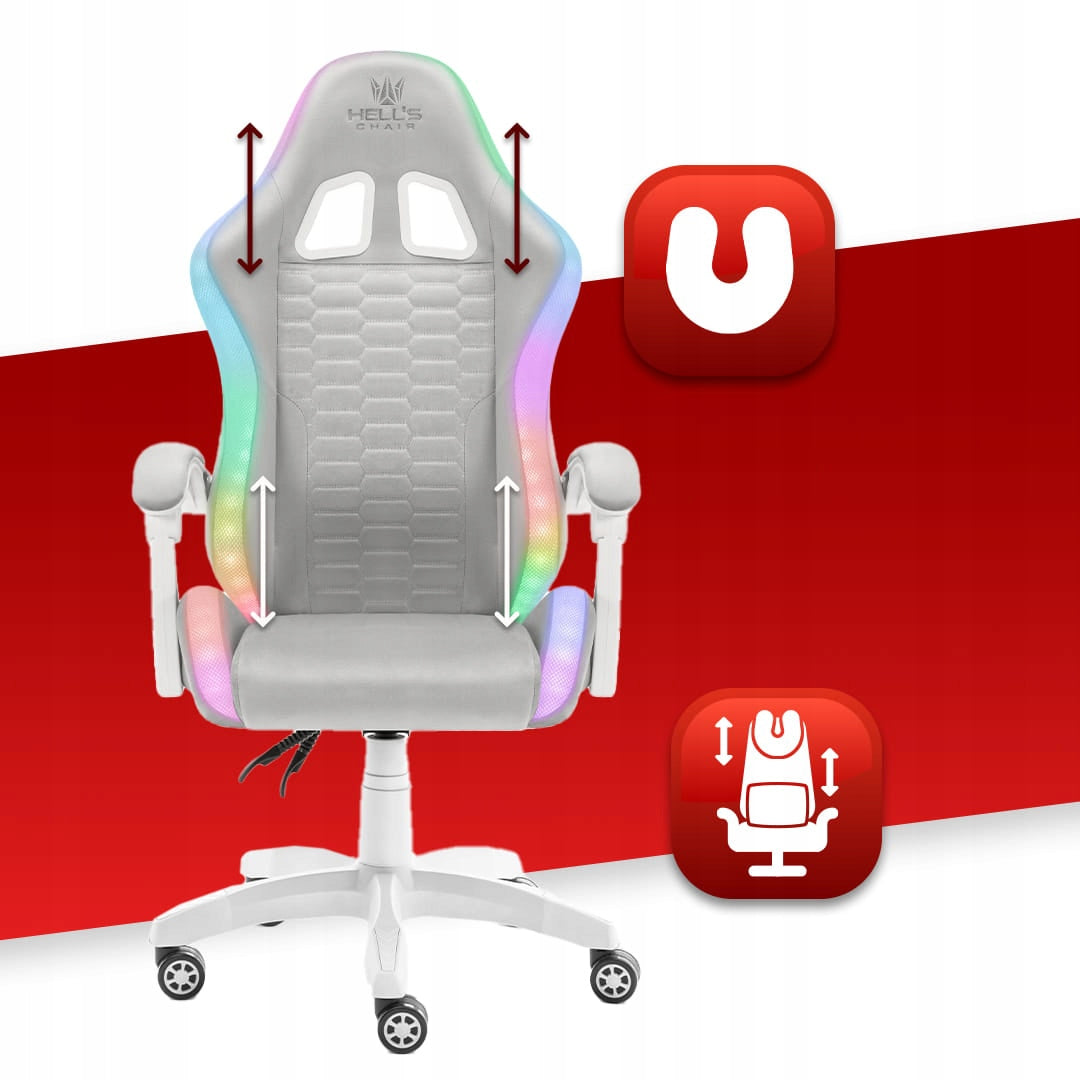 Gaming Chair Office Rotary Hell's Chair HC-1000 LED RGB Fabric Furniture width 64 cm