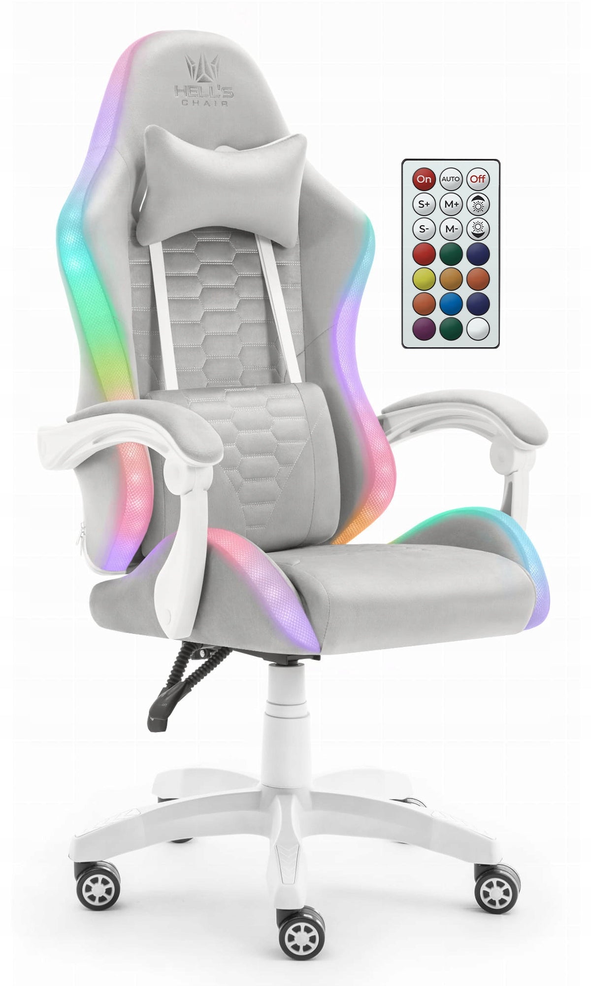 Gaming Chair Office Rotary Hell's Chair HC-1000 LED RGB Fabric Manufacturer code HC- 1000 Grey- White- Tkanina LED RGB