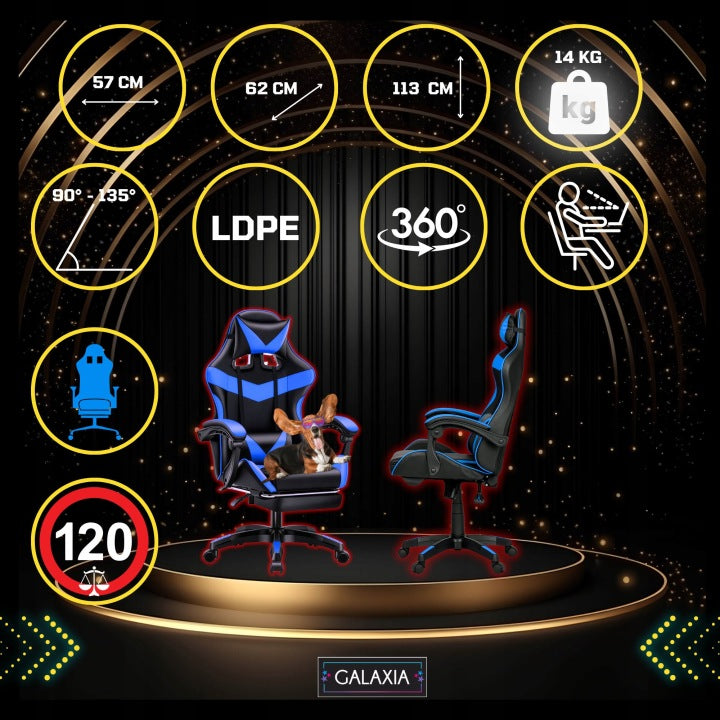 Gaming Chair Office Rotating Bucket Gaming Chair Blue Manufacturer code Fotele Gamingowe Krzesło Obrotowe Niebieski