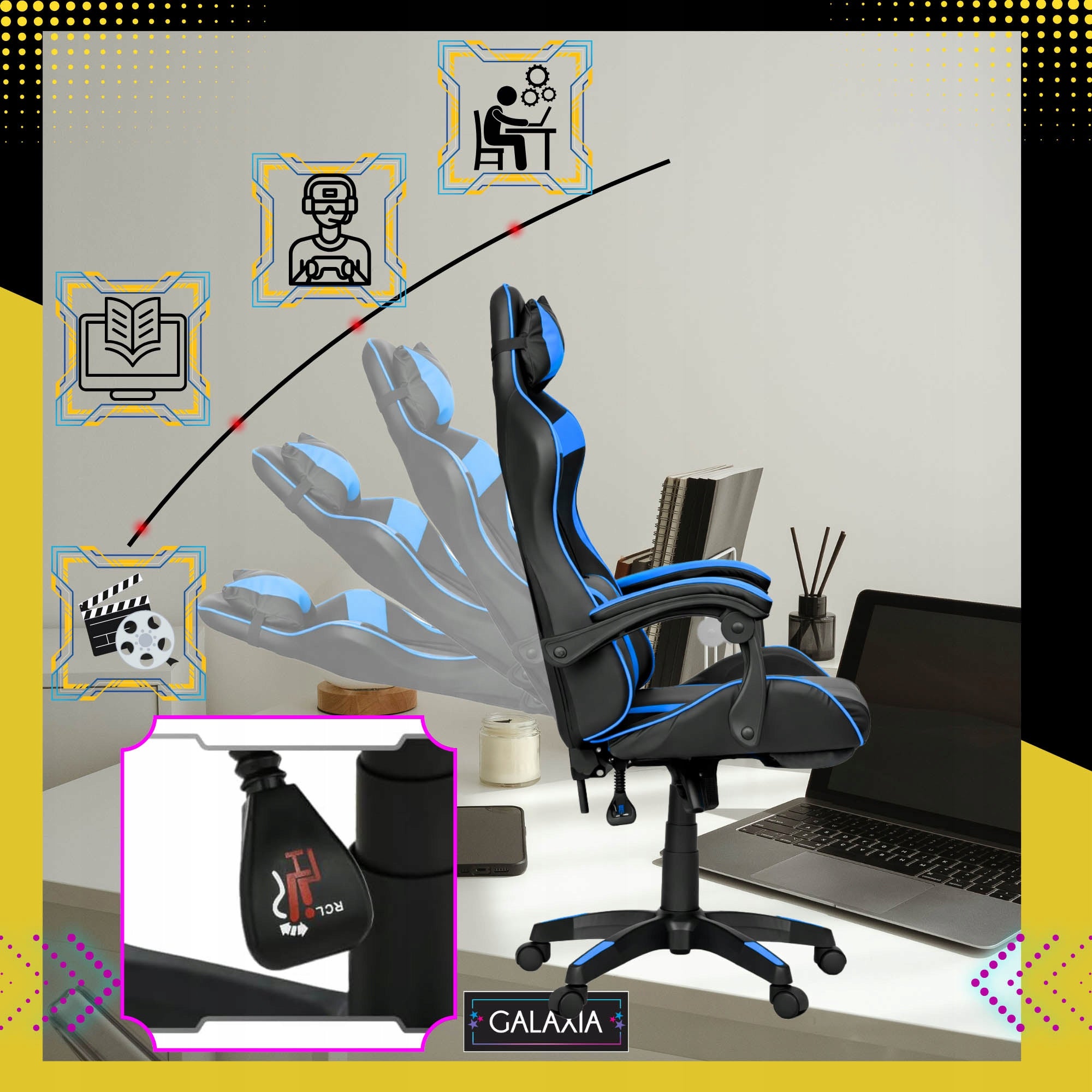 Gaming Chair Office Rotating Bucket Gaming Chair Gaming Furniture height 113.1 cm