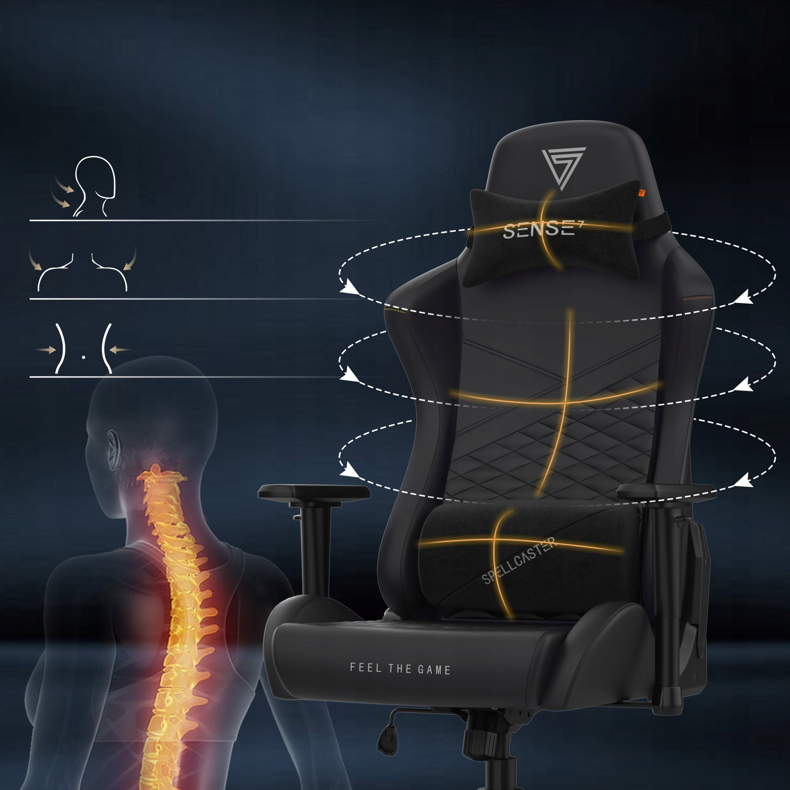 Gaming Chair Office Swivel Adjustable Senshi XL Sense7 Model Spellcaster Senshi Edition XL
