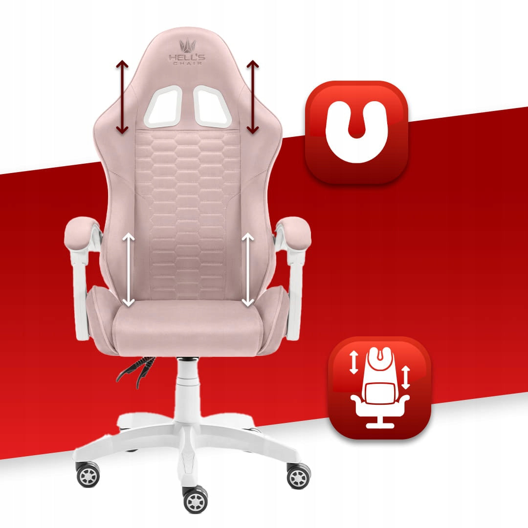 Gaming Chair Office Swivel Hell's Chair HC- 1000 Pink Fabric Furniture width 64 cm