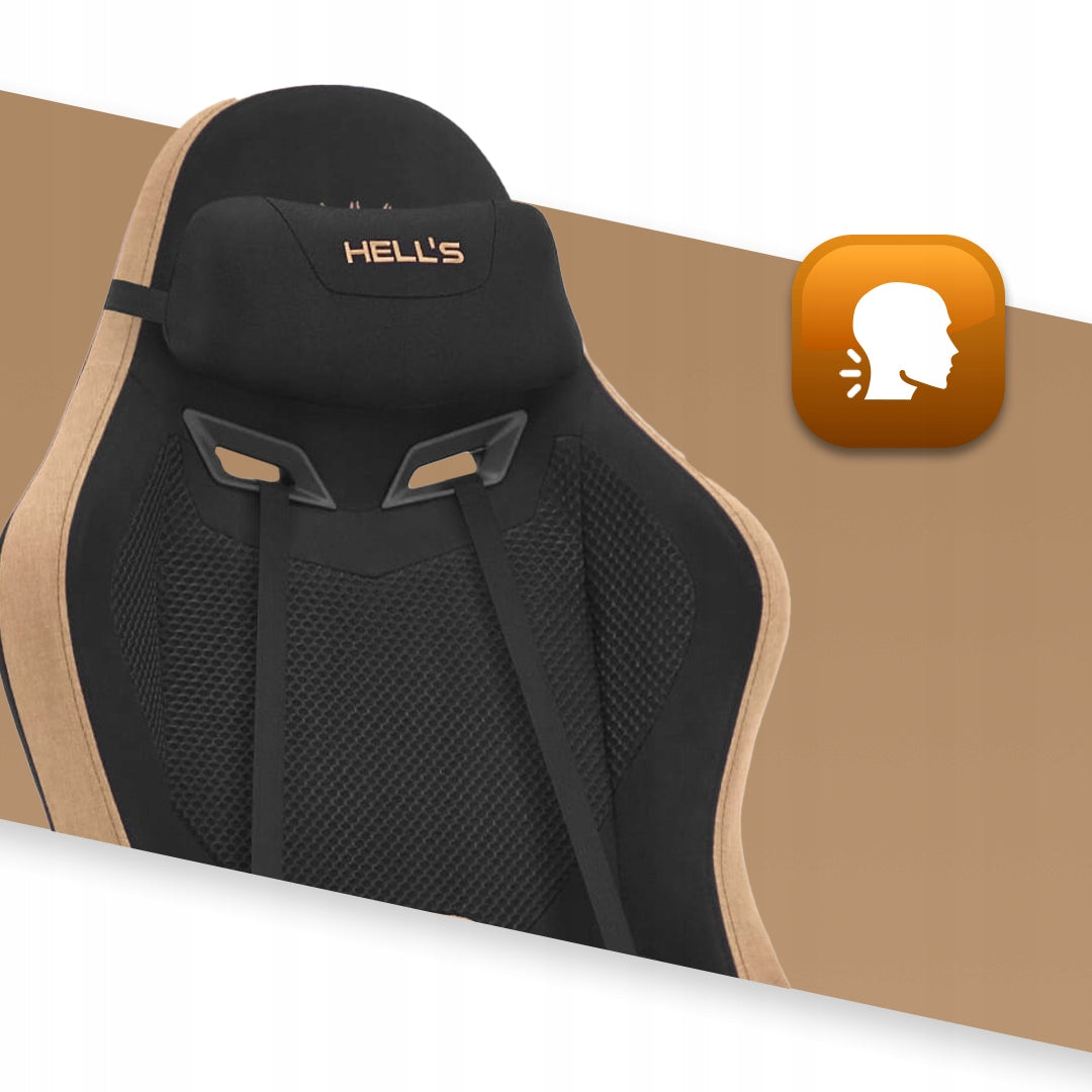 Gaming Chair Office Swivel Hell's Chair HC-1012 Black Beige Fabric Furniture height 135 cm