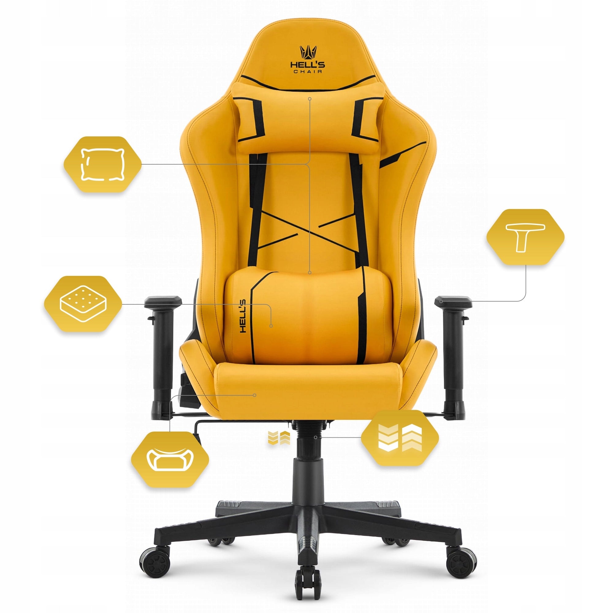 Gaming Chair Office Swivel Hell's Chair HC- 2001 Yellow Furniture depth 55 cm