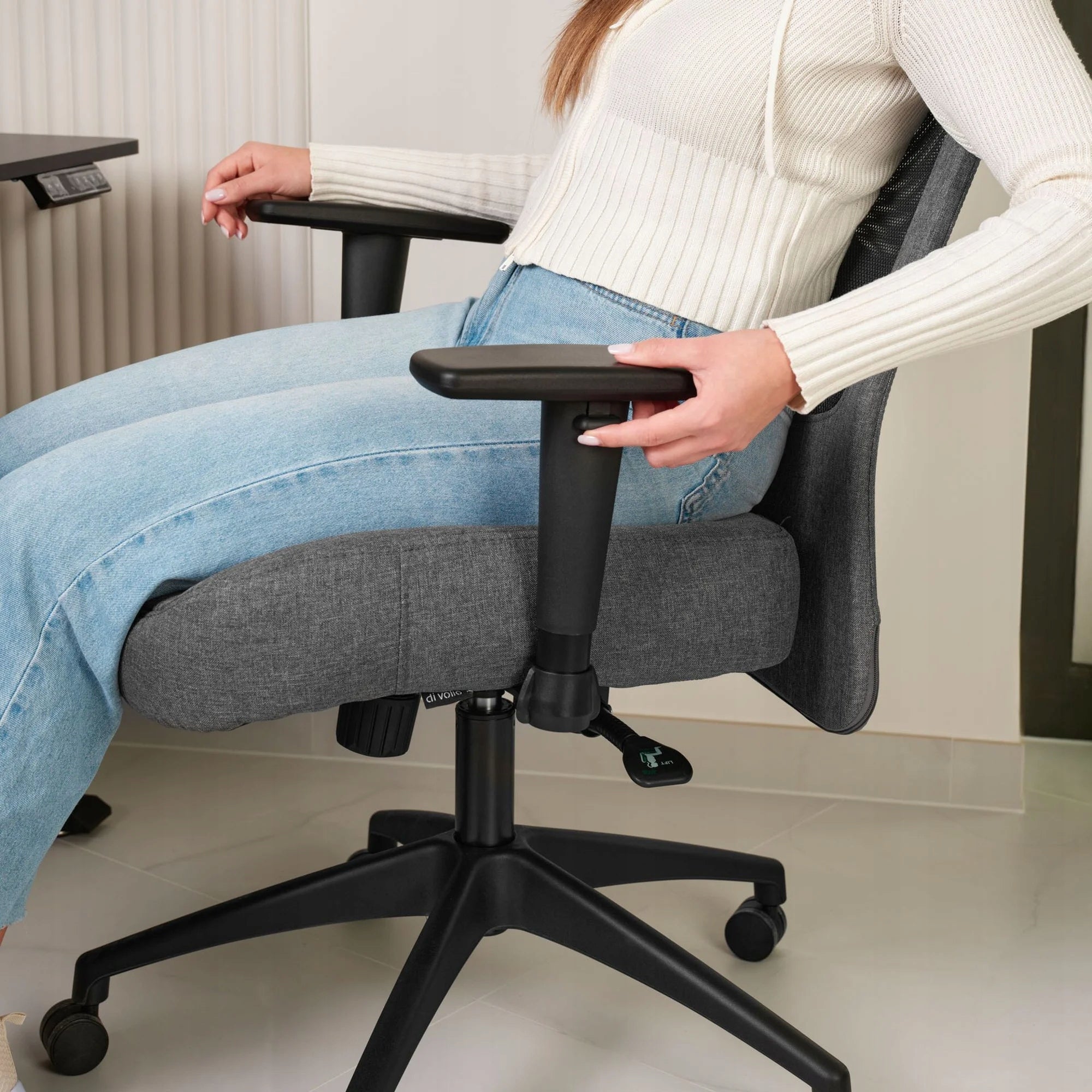 Gaming Chair Office Swivel Office Chair Ergonomic Fabric Upholstery color gray