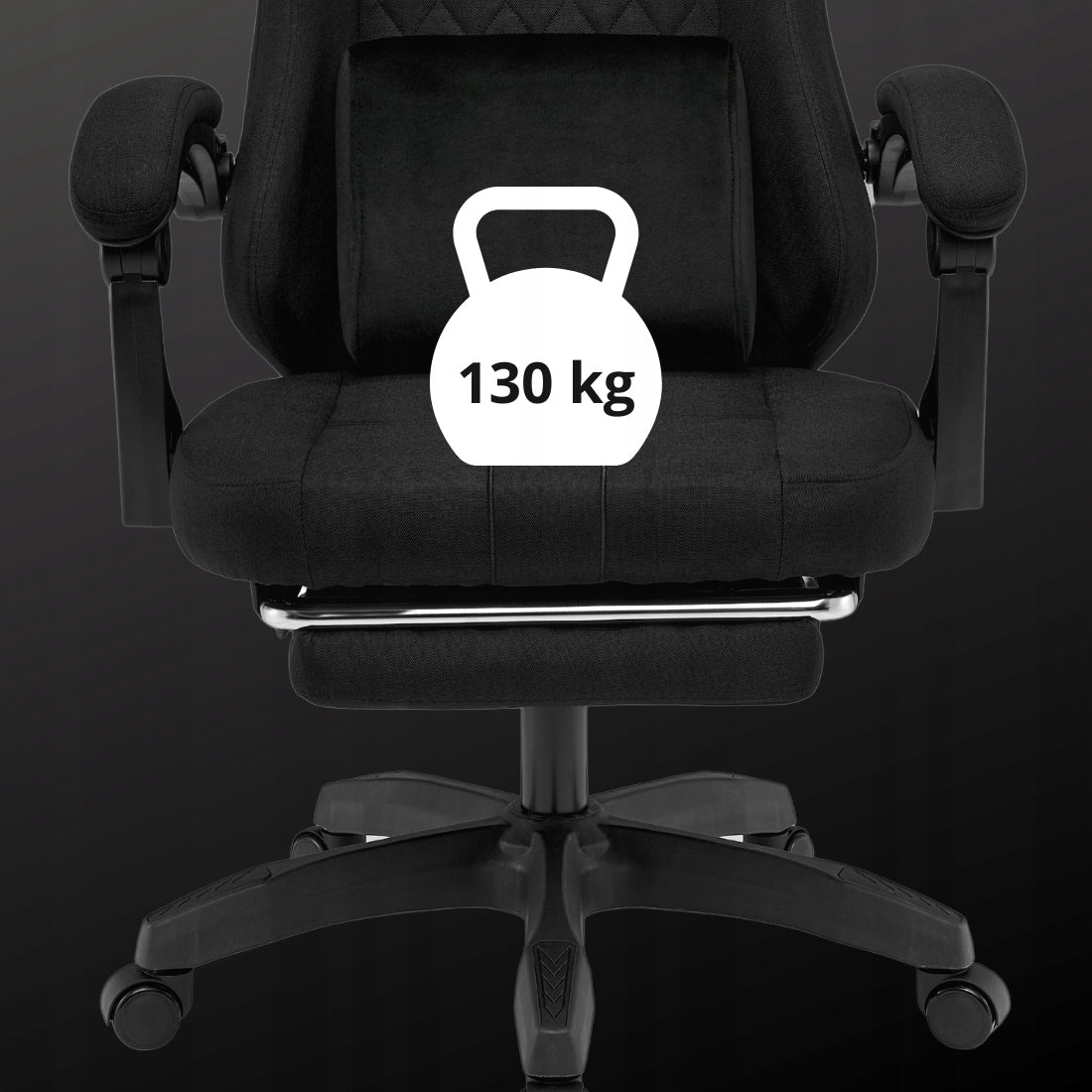 Gaming Chair Office Swivel Player Chair Fabric Black Furniture depth 65 cm