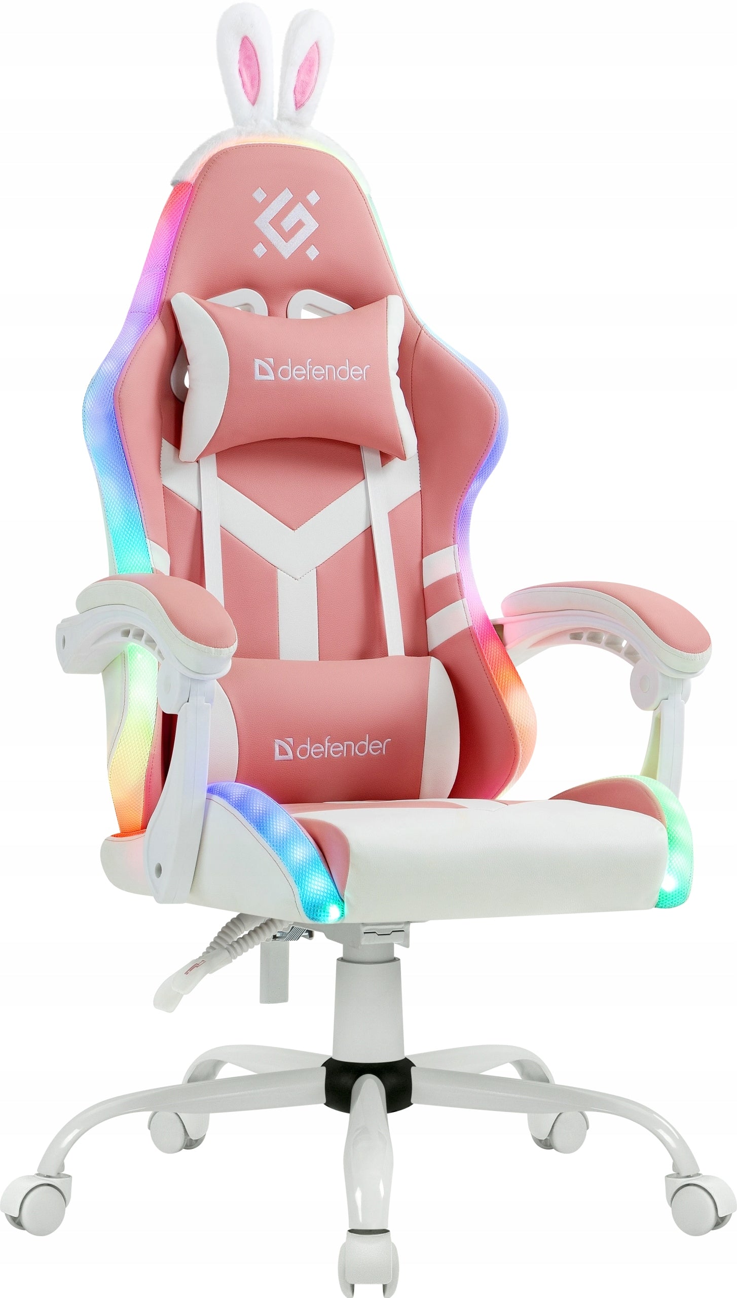 Gaming Chair Pink Cat Ears LED Backlight Rotating Defender IDEAL
