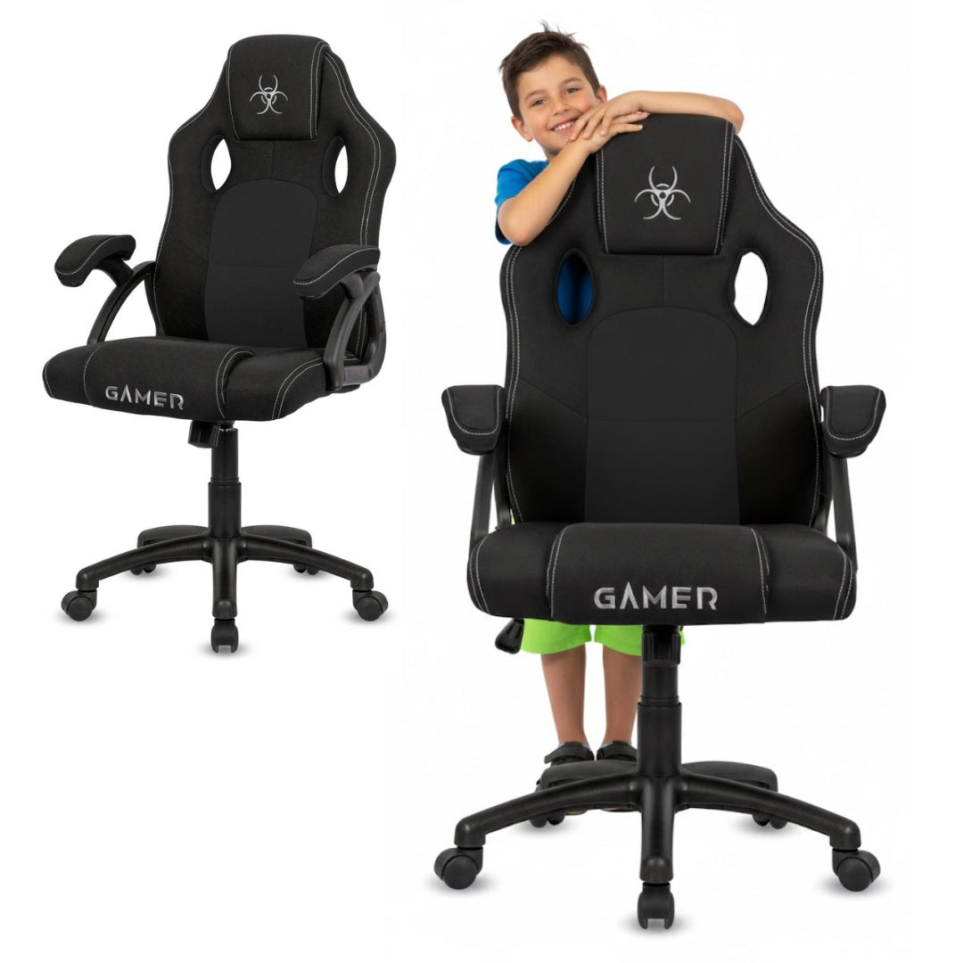 Gaming Chair Rotating Player Fabric Black Student Desk Chair