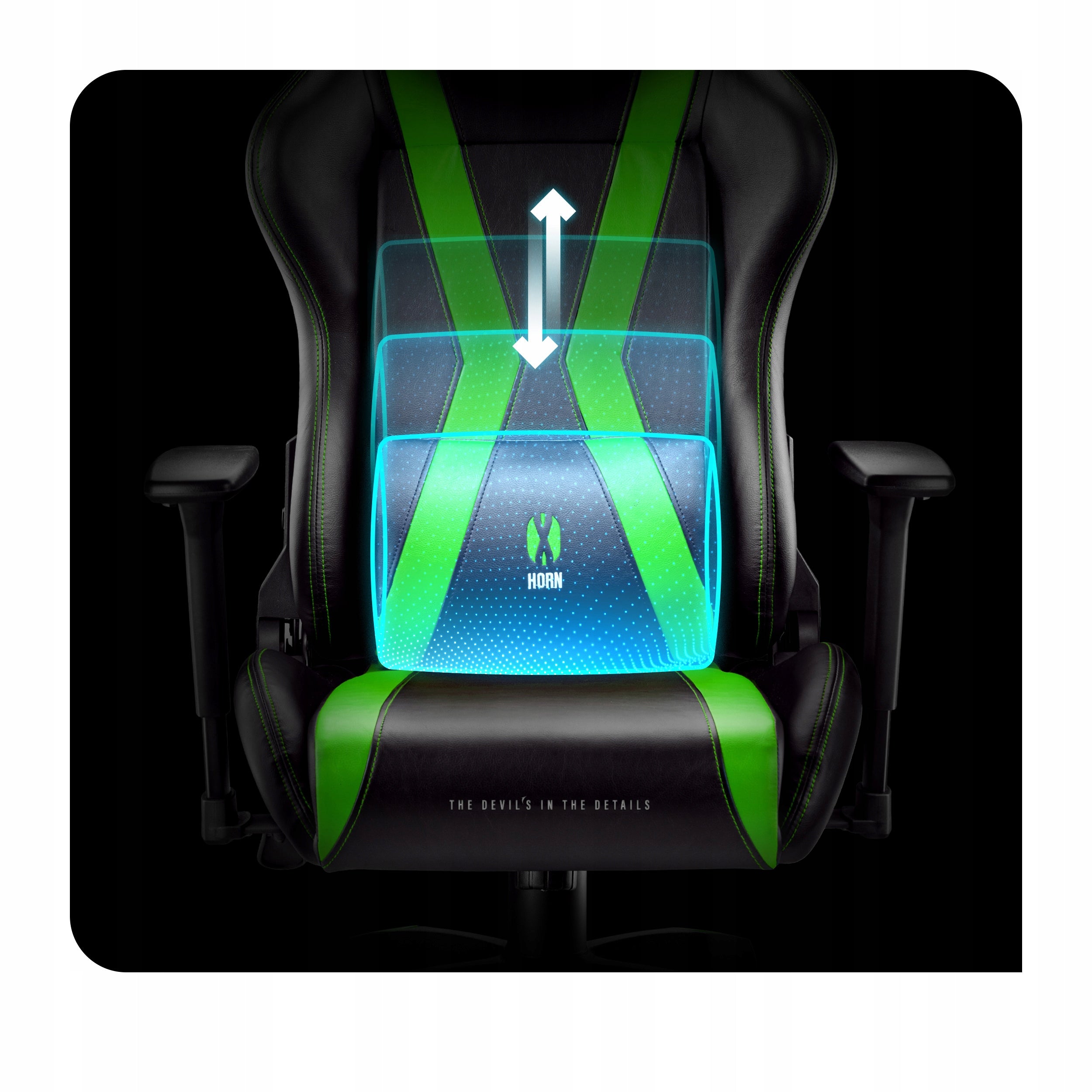 Gaming Chair Swivel DIABLO X-HORN 2.0 Normal Size Black & Green Furniture width 70 cm