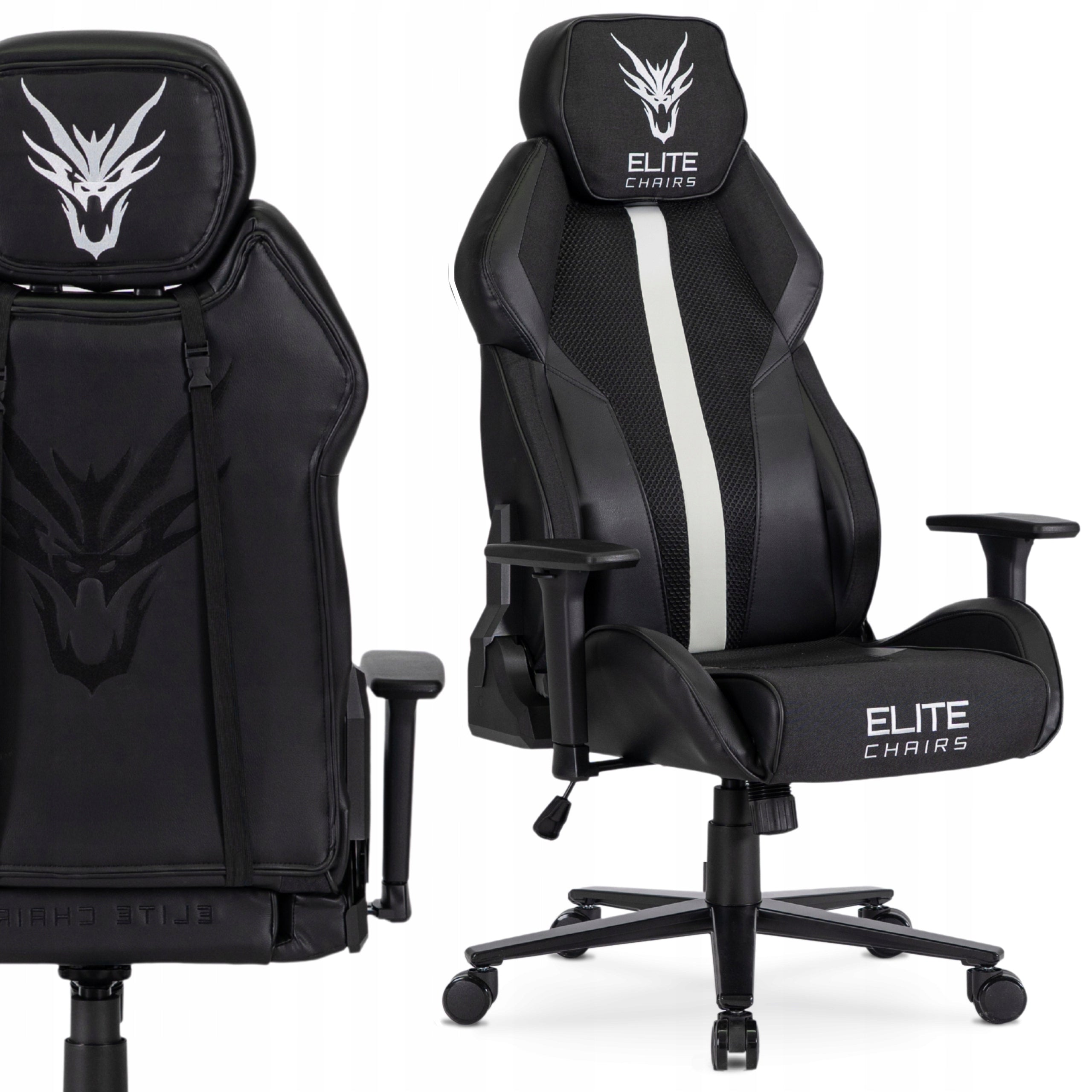 Gaming Chair Swivel Ergonomic Chair Dragon NEXON Black White Brand Mebel Elite
