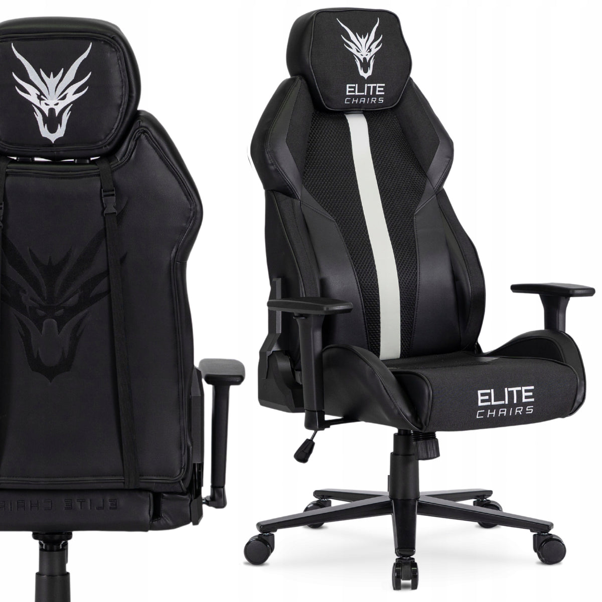 Gaming Chair Swivel Ergonomic Chair Dragon NEXON Black White