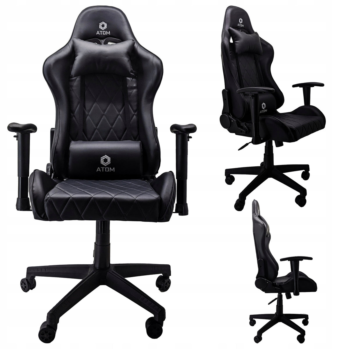 Gaming Chair Swivel For Player Bucket Black Quilted