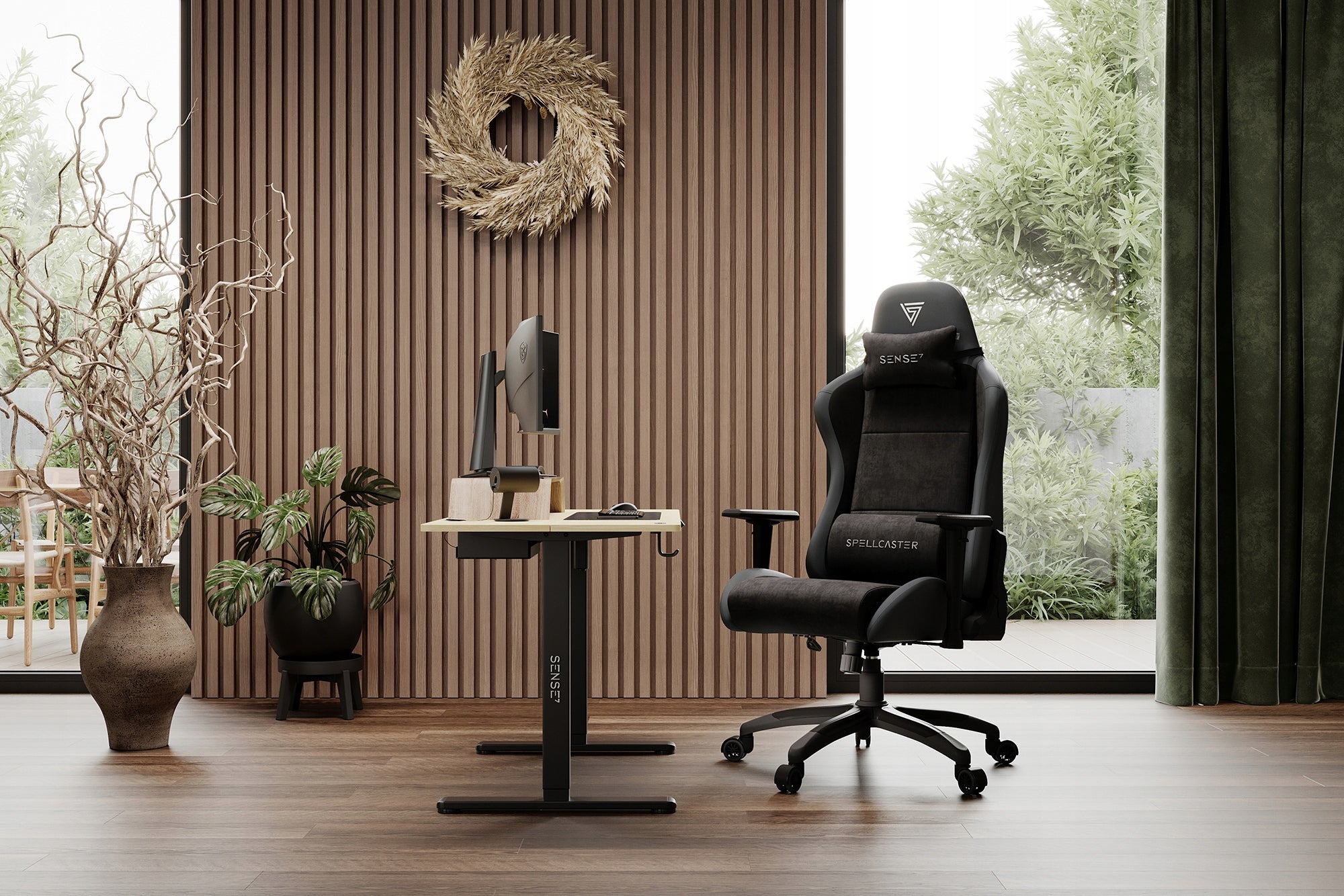 Gaming Chair Swivel SENSE7 Spellcaster FUKU XL PU Suede + Alcantara Upholstery color black