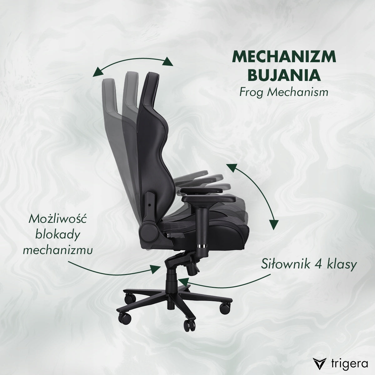 Gaming Chair Trigera One Black Leather Furniture depth 70 cm