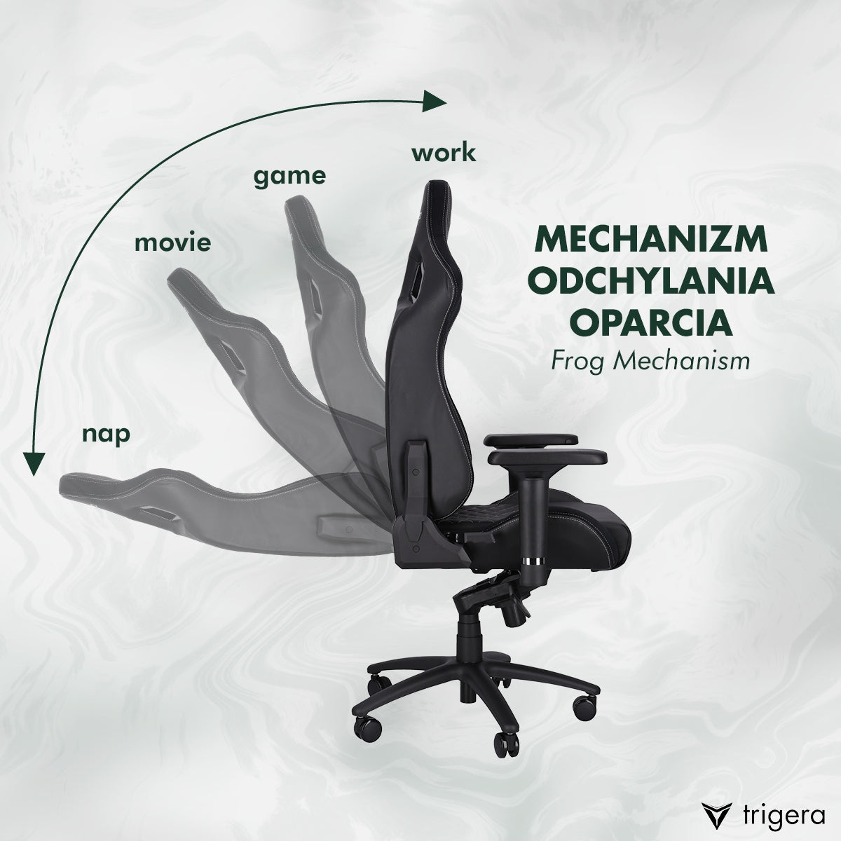 Gaming Chair Trigera Two Black Leather Brand Trigera