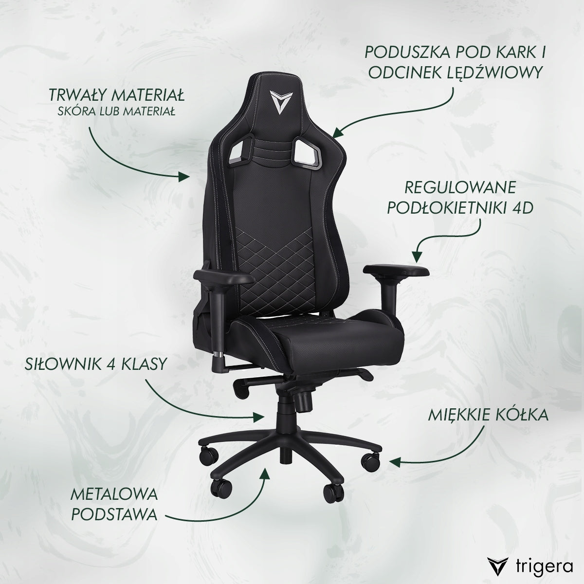 Gaming Chair Trigera Two Black Leather Packaging status original