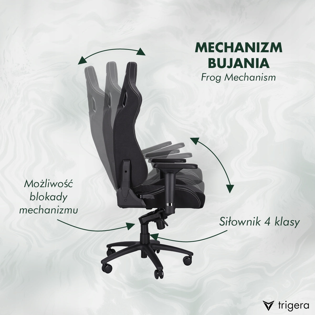 Gaming Chair Trigera Two Black Material Furniture depth 70 cm