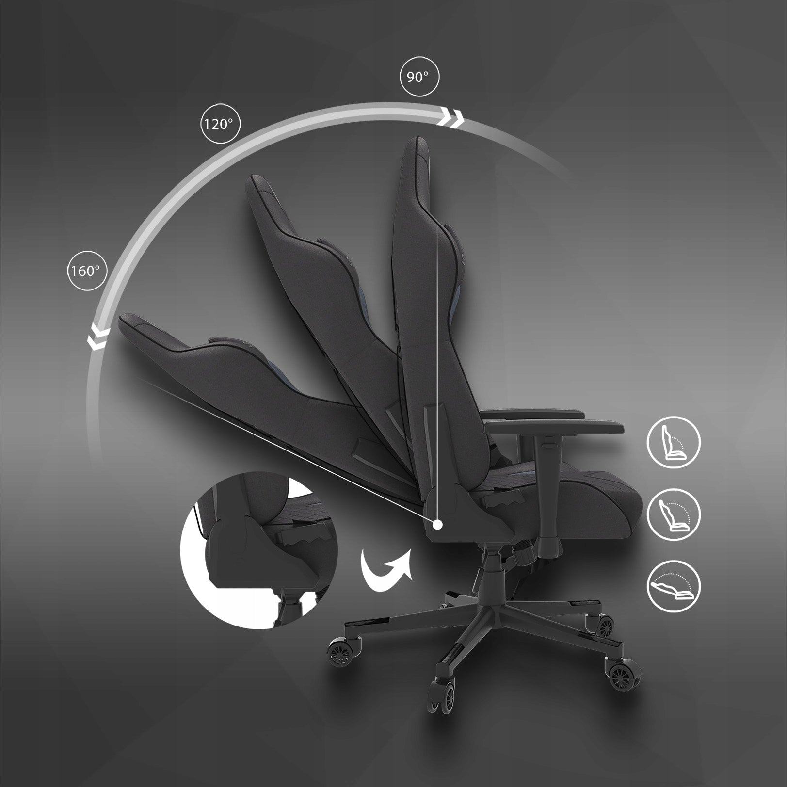 Gaming Chair Up to 150kg Adjustable Swivel Bucket Material Sense7 Furniture height 135 cm