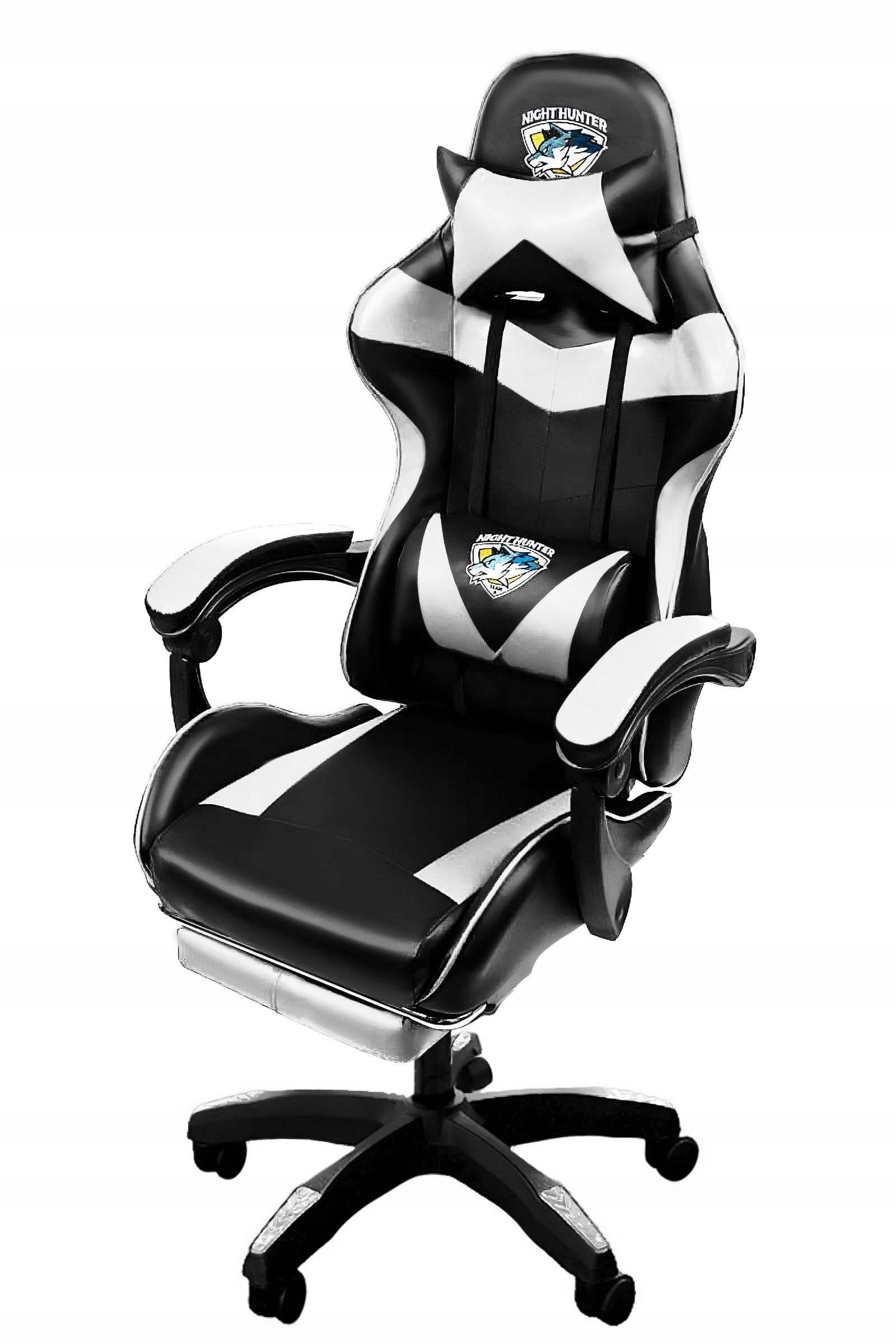 Gaming Chair with Back Massage Computer SWIVEL for Player + Footrest! Manufacturer code FOX-2 BIALO-CZARNY