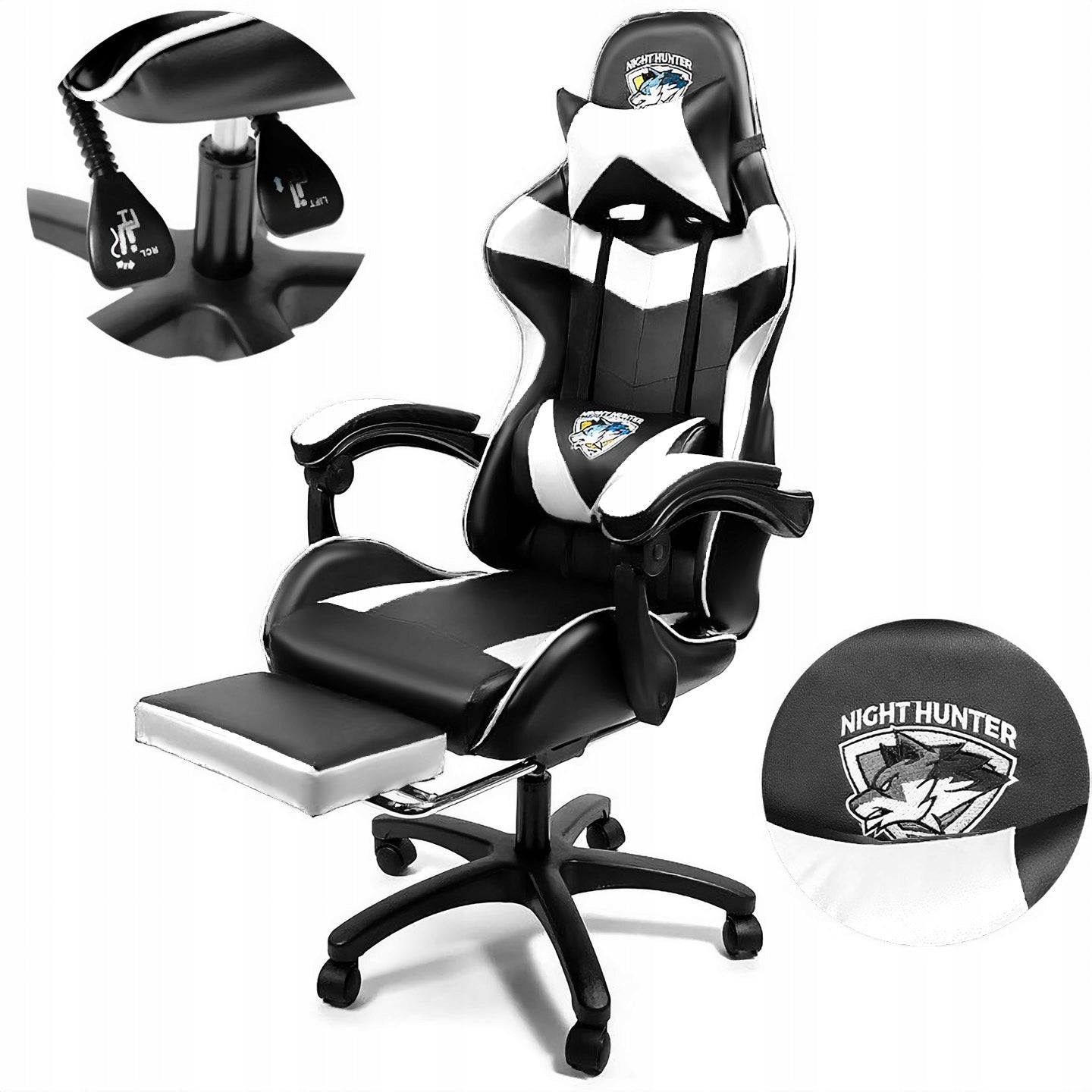 Gaming Chair with Back Massage Computer SWIVEL for Player + Footrest! Packaging status original