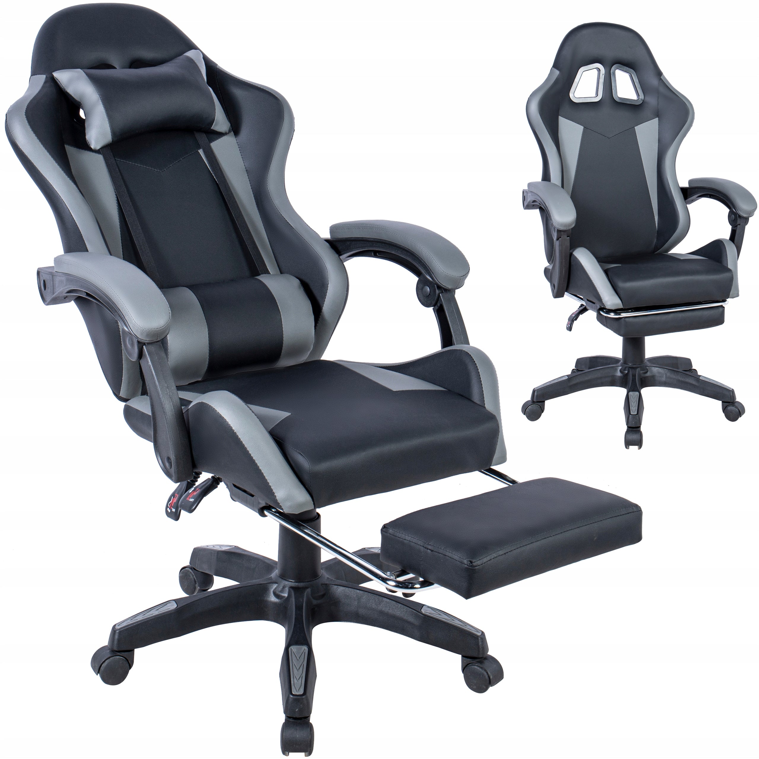 Gaming Chair with Eco-Leather Swivel For Player Bucket Comfortable Grey