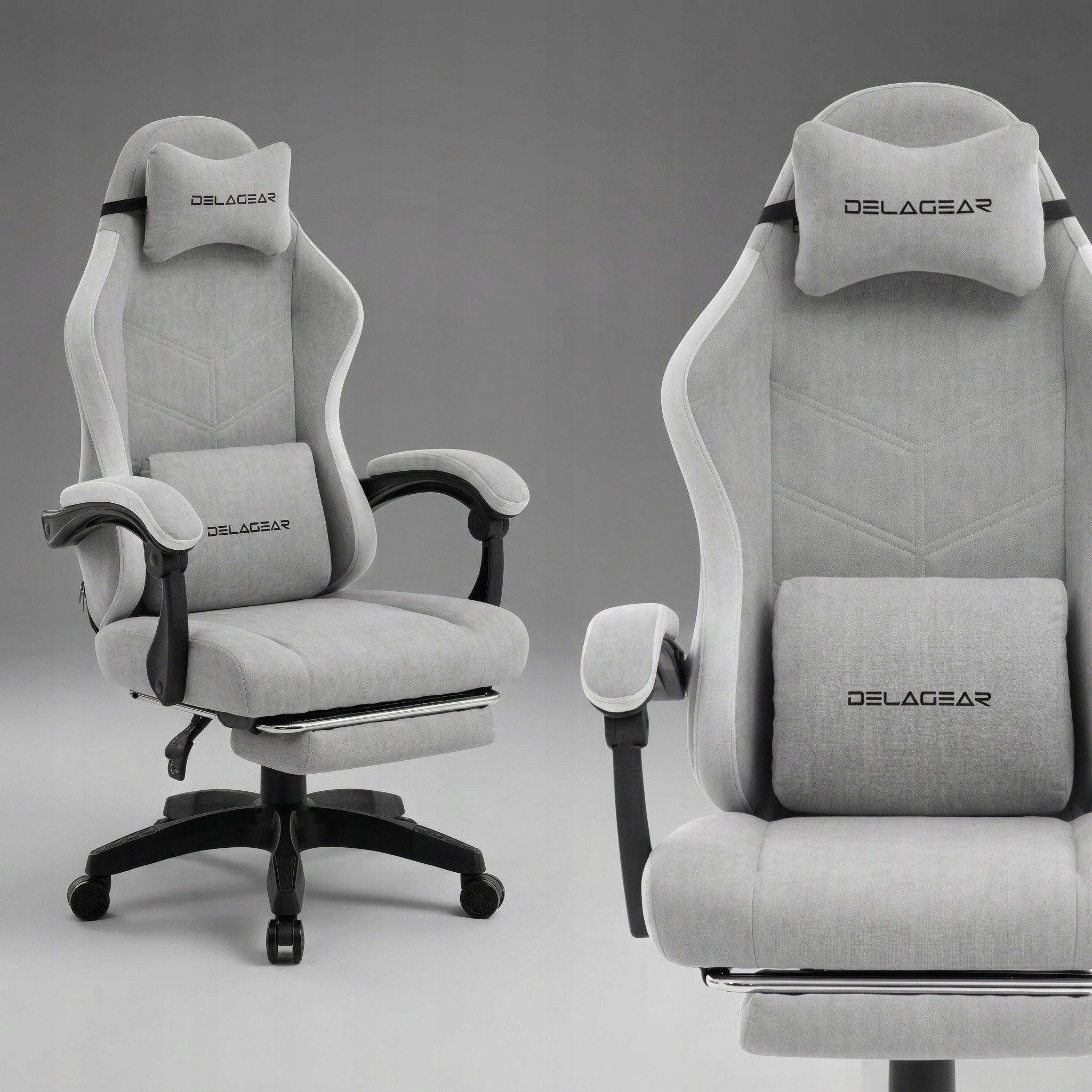 Gaming Chair with Footrest DELAGEAR G 325 Grey Swivel Material Packaging status original