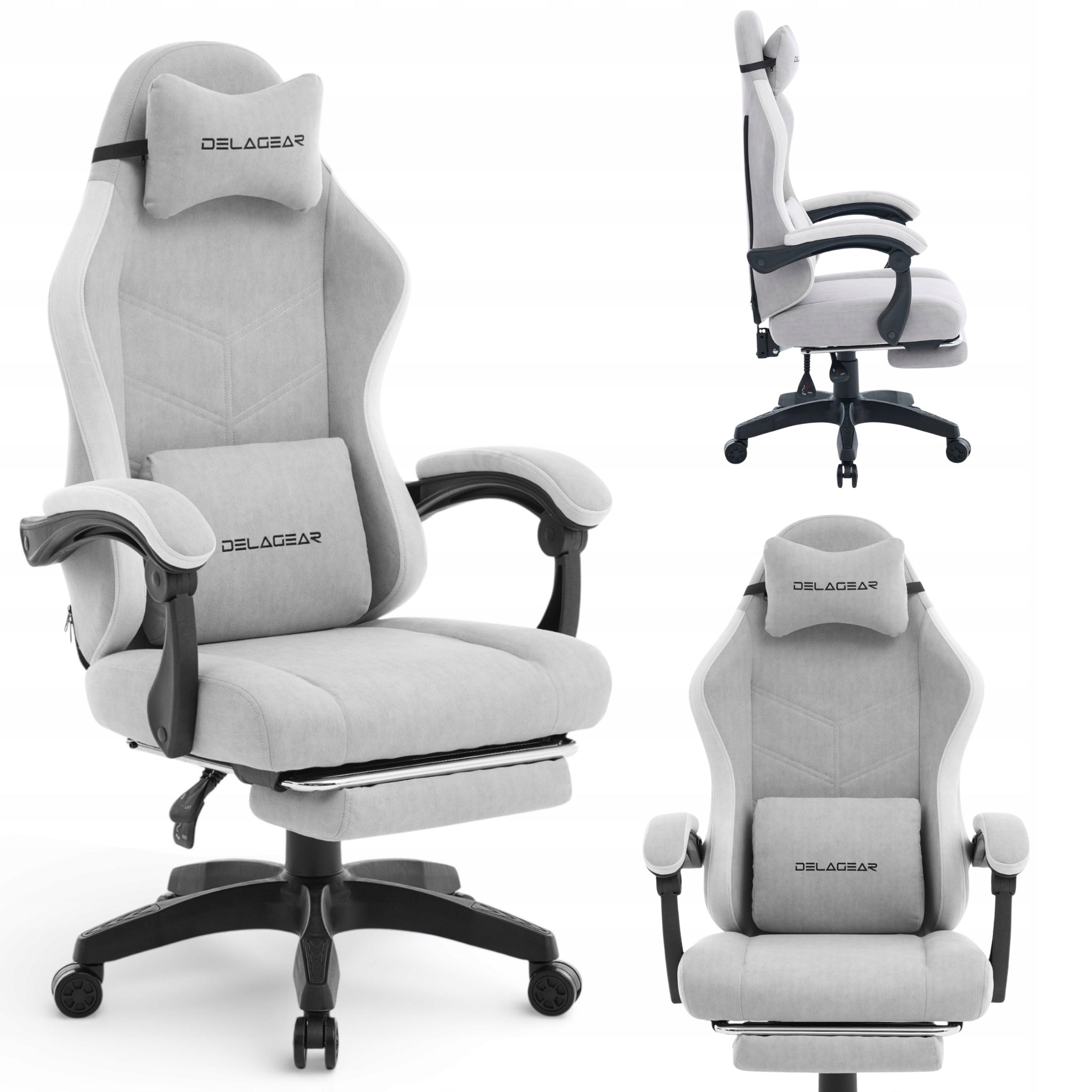 Gaming Chair with Footrest DELAGEAR G 325 Grey Swivel Material