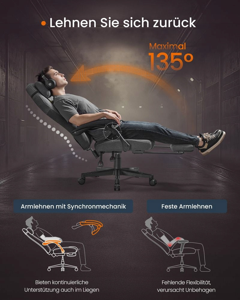 Gaming Chair with Footrest, Pigeon Grey Brand Songmics